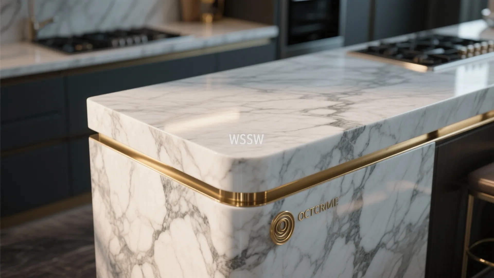 3. Marble with Brass Accents