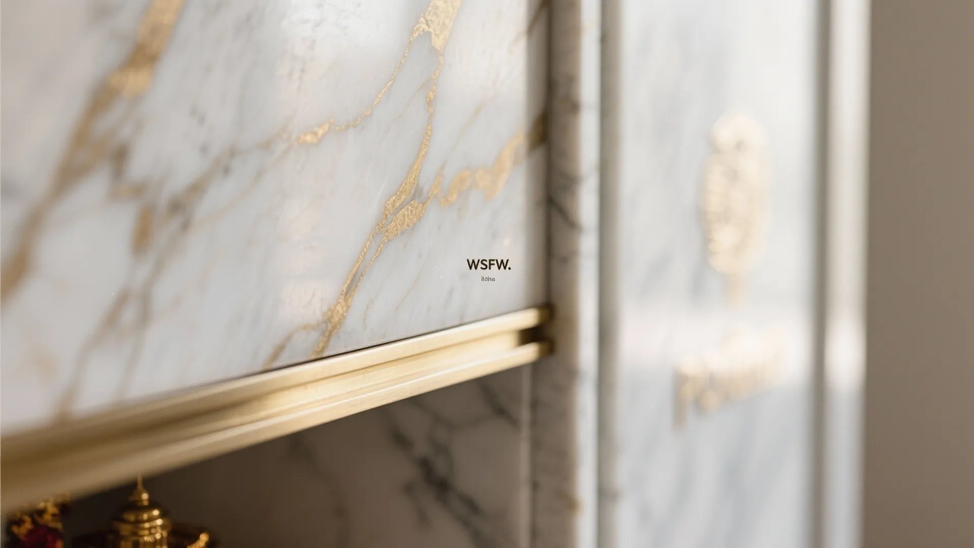 Marble-and-brass focal wall for a serene mandir