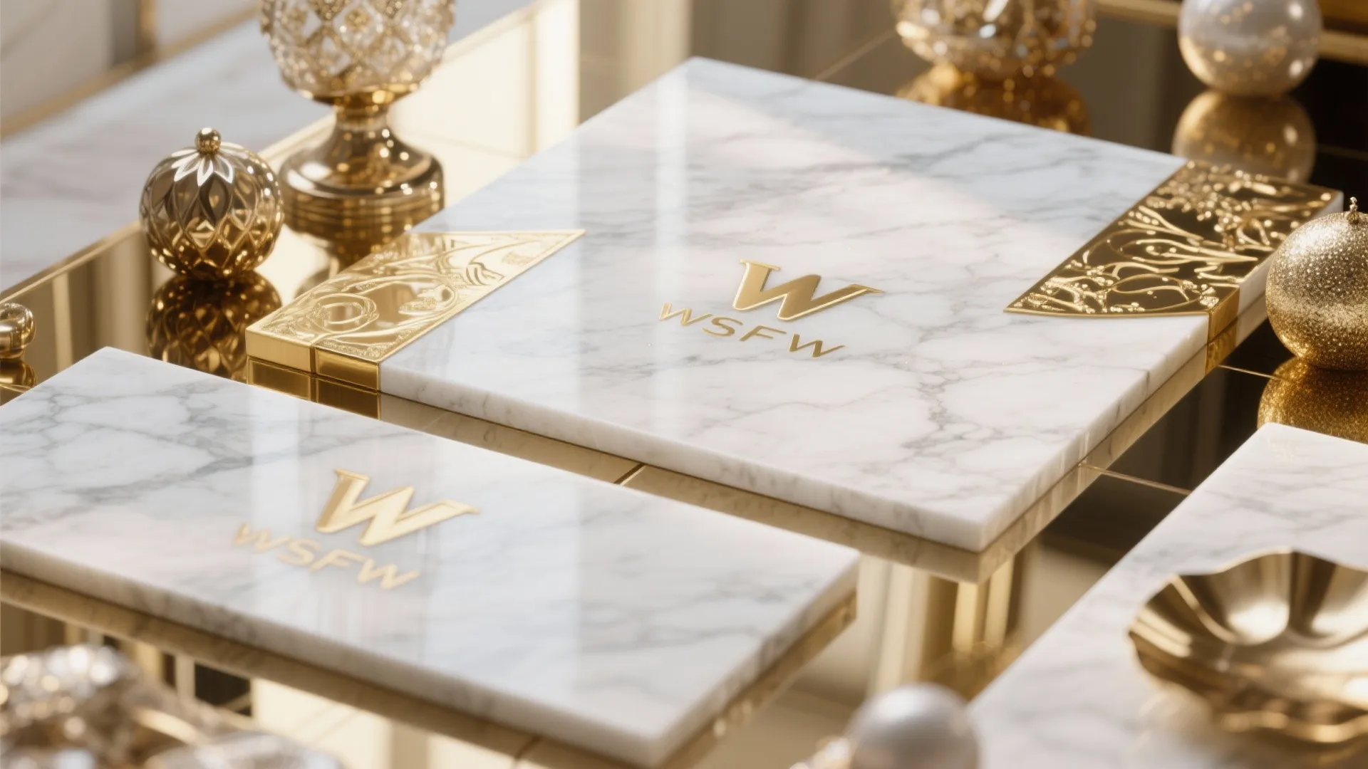 Marble with Brass Inlays