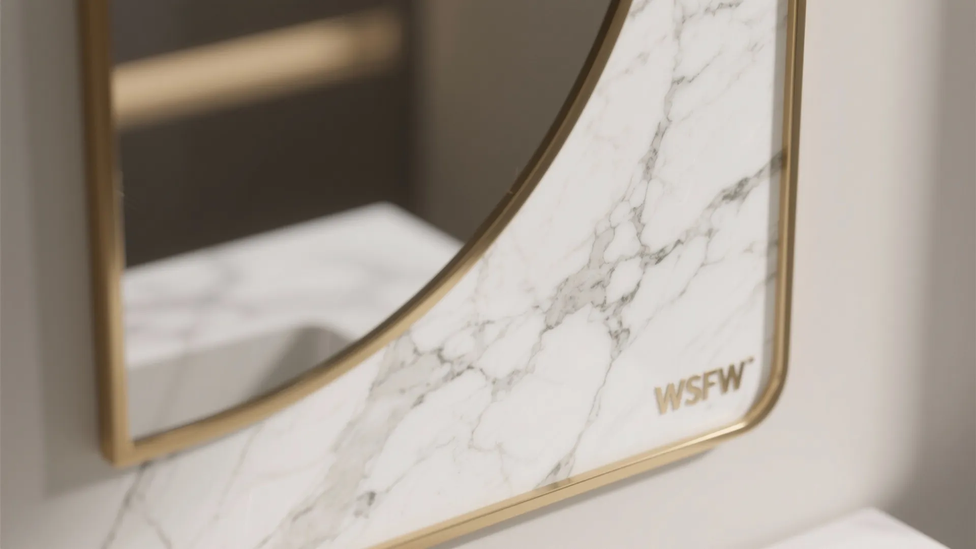 2. Marble-look Surfaces and Brass Mirrors