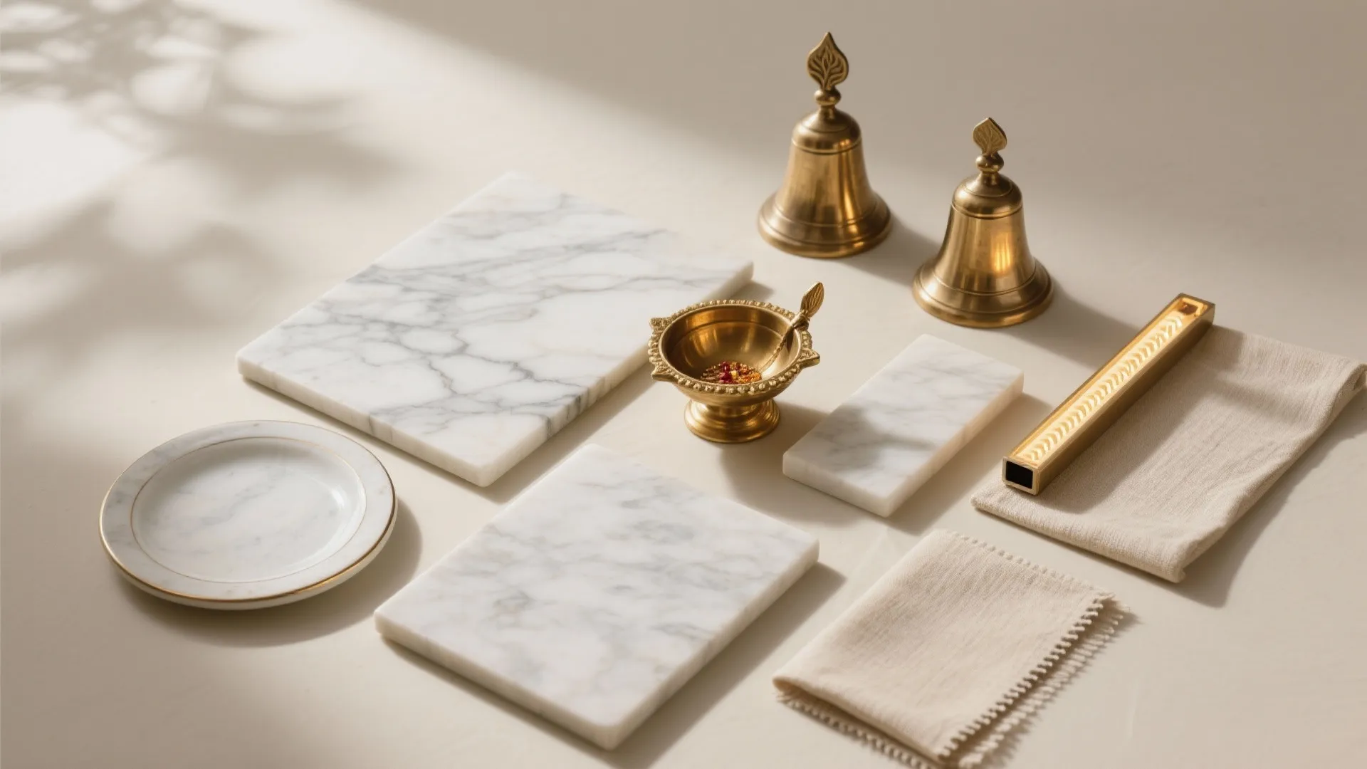 3) Marble Niche with Brass Accents