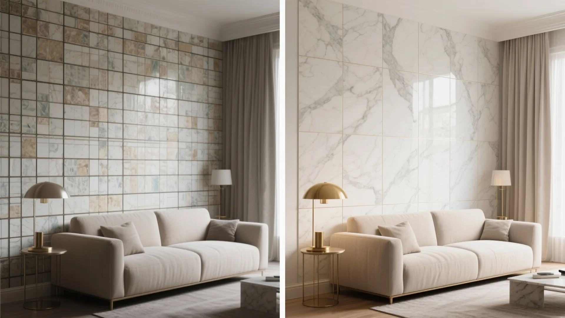 4) Large-Format Marble-Look Tiles for a Lighter, Airier Feel