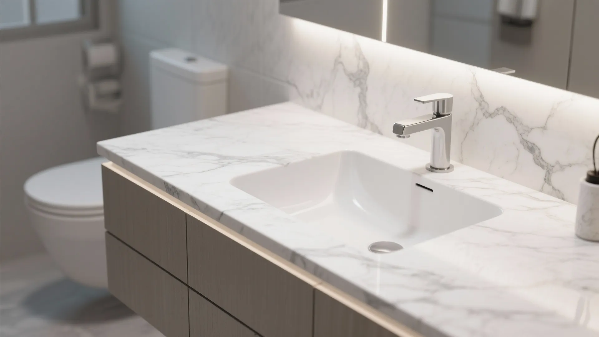 2. Marble Countertop with Subtle Edge