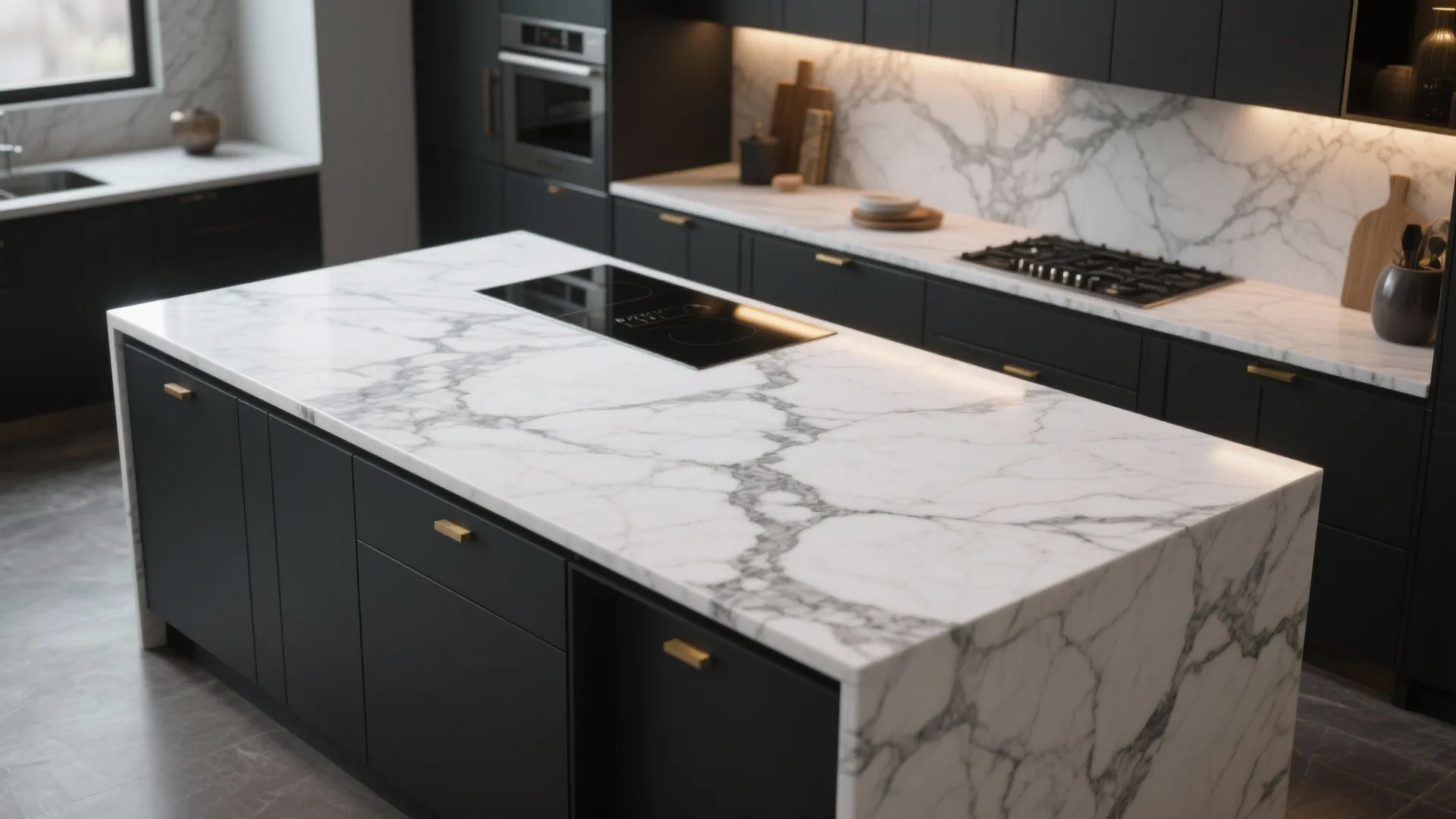 1. Contrast the Marble with a Dark Base