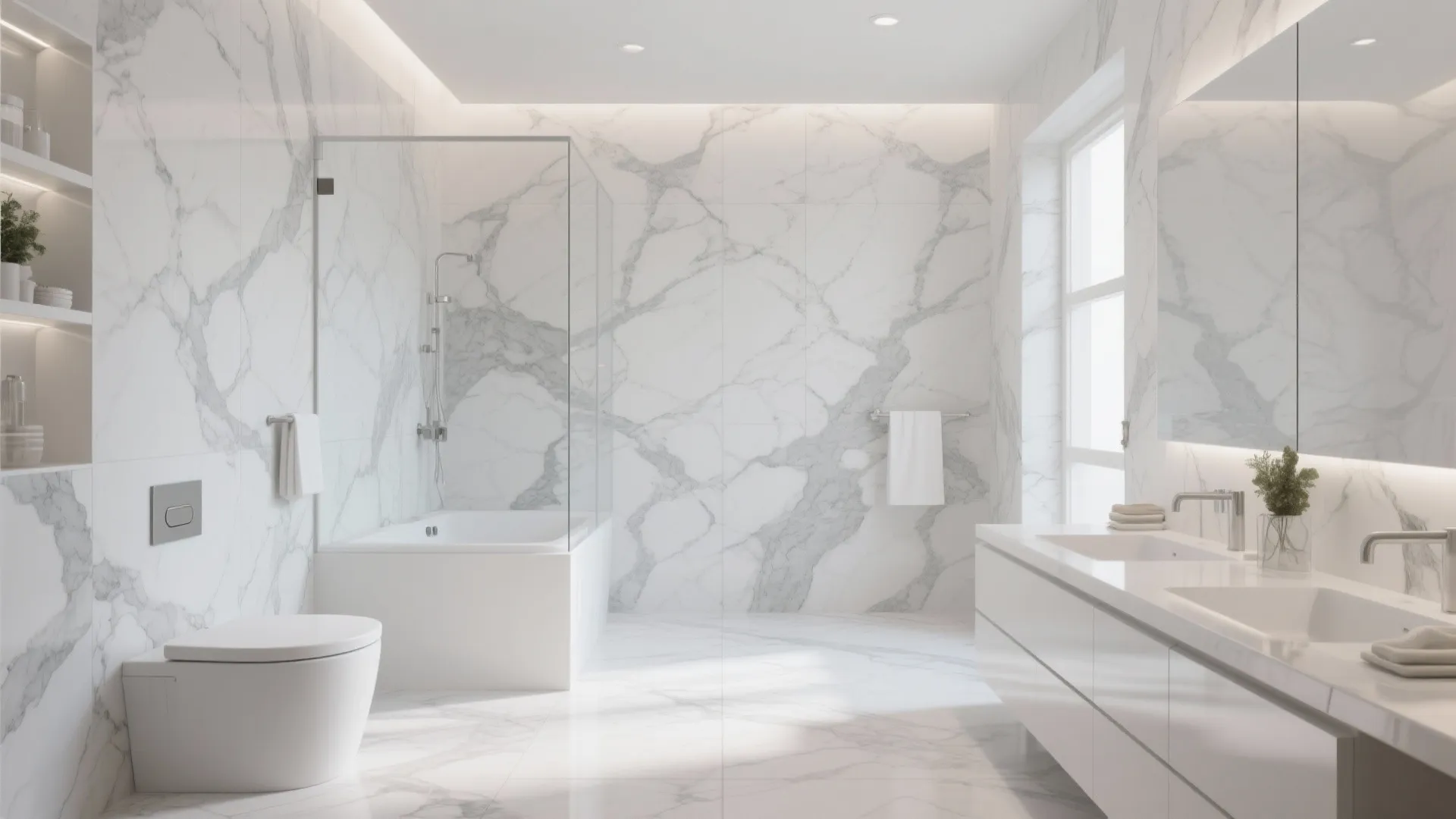 2. Large-Format Marble-Effect Porcelain