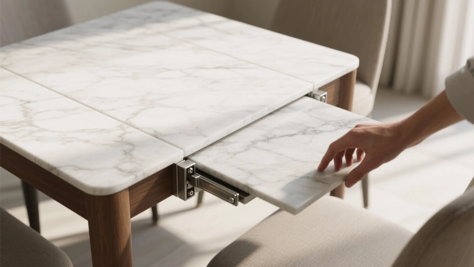 2. Marble drop-leaf or extension: flexible luxury for evolving needs