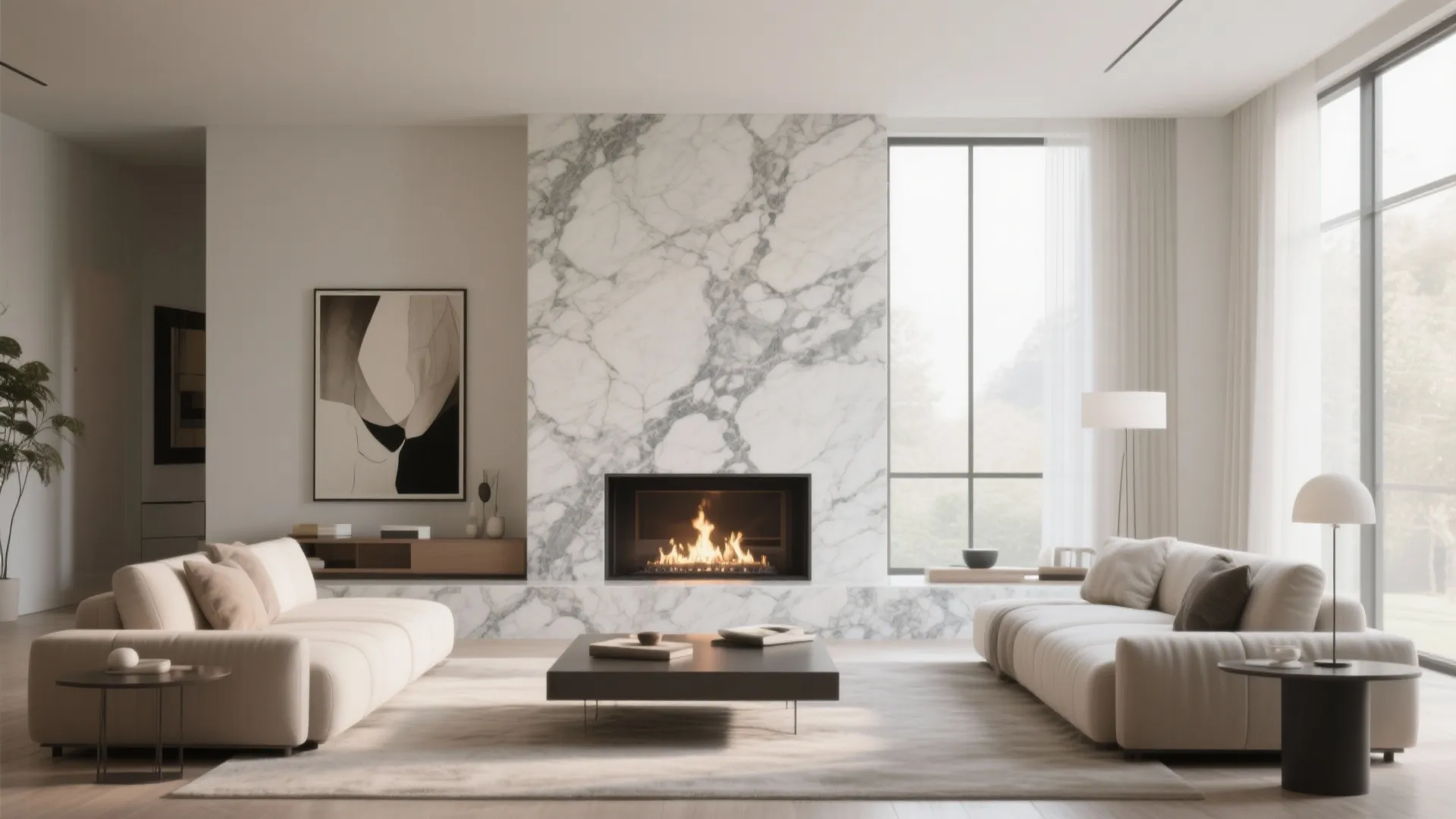 5. Marble Surround for Modern Elegance