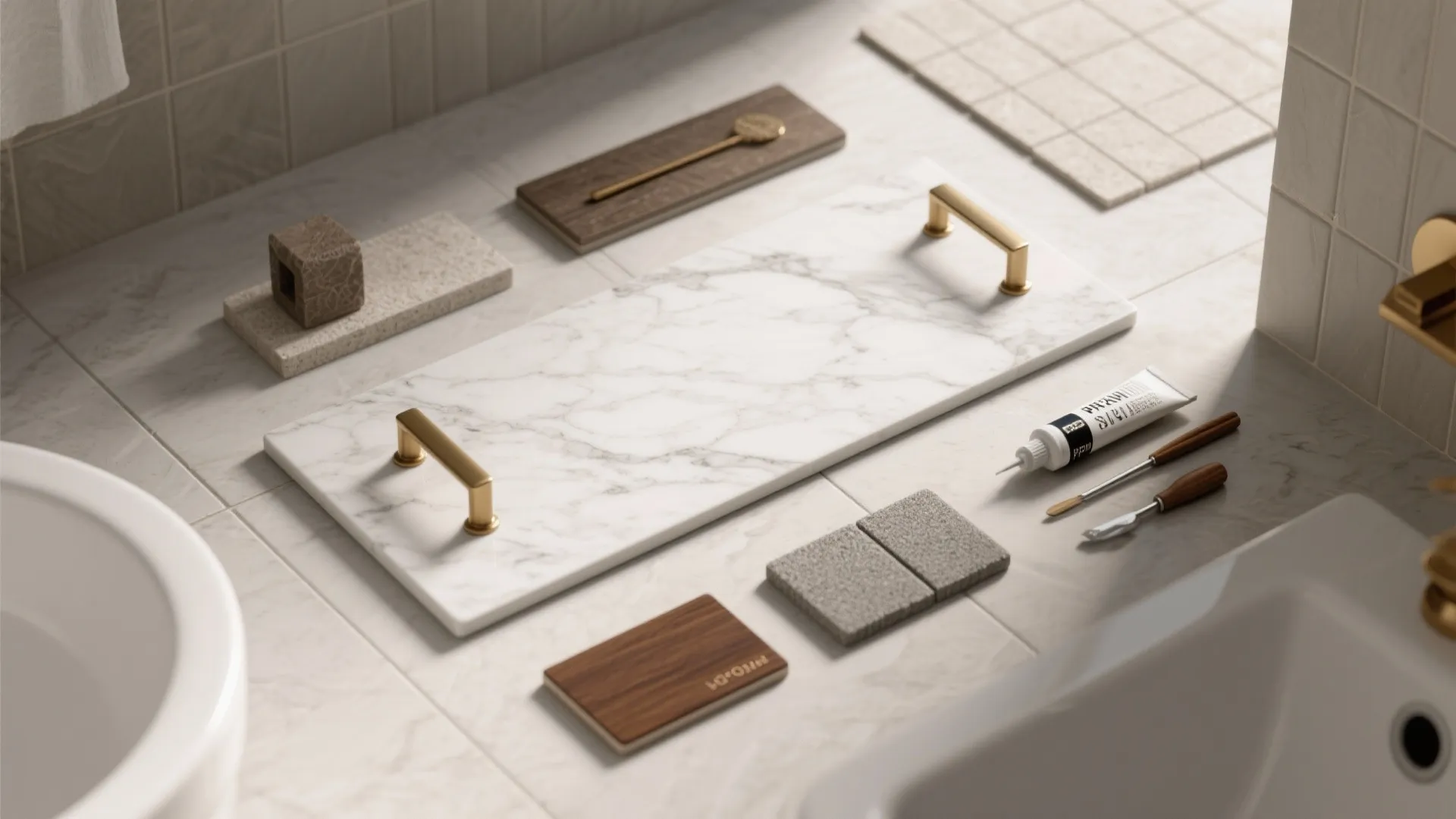 Marble-look matte porcelain for spa-level calm