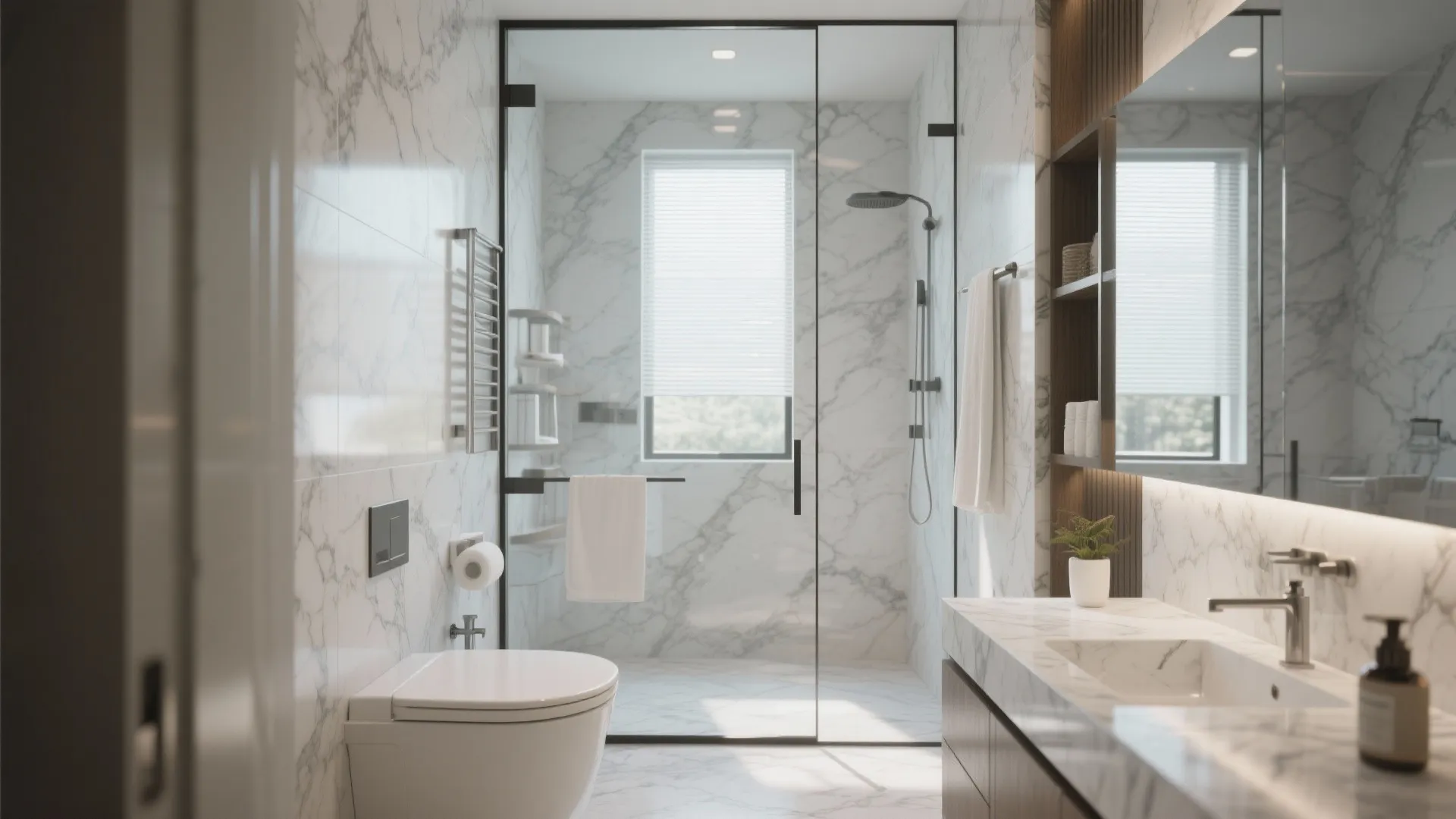 10. Carrara and Glass Partition