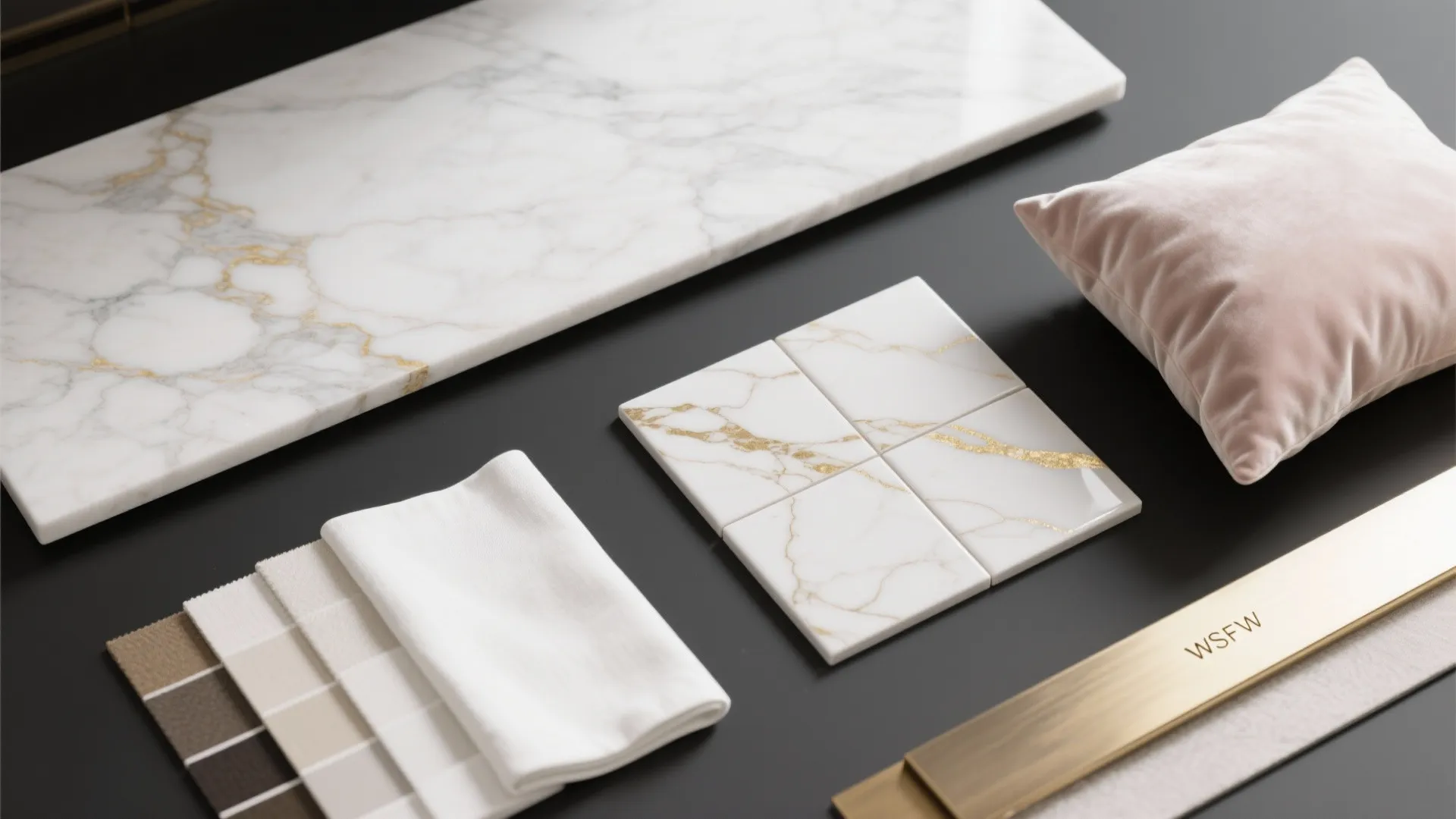4. Pattern play: white marble and gold veining
