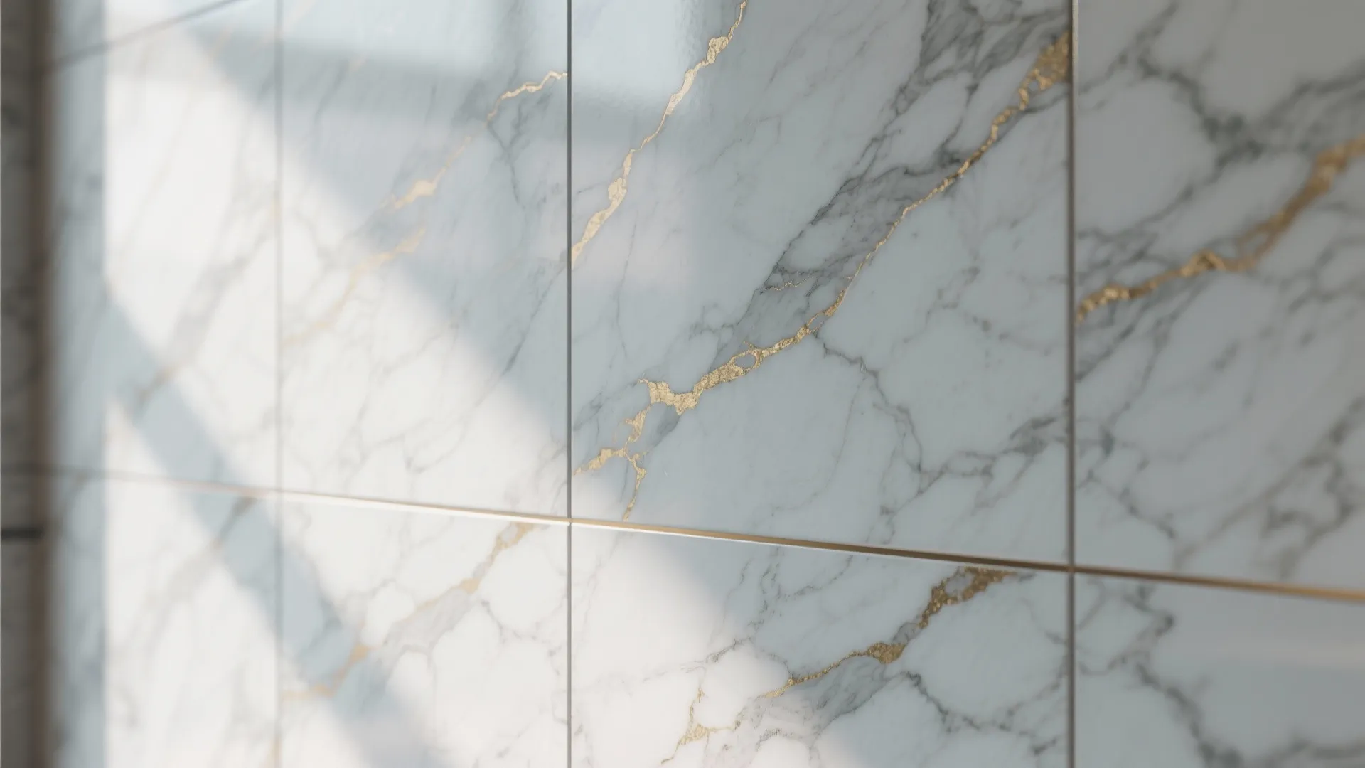 1. Marble-look walls with veined gold accents