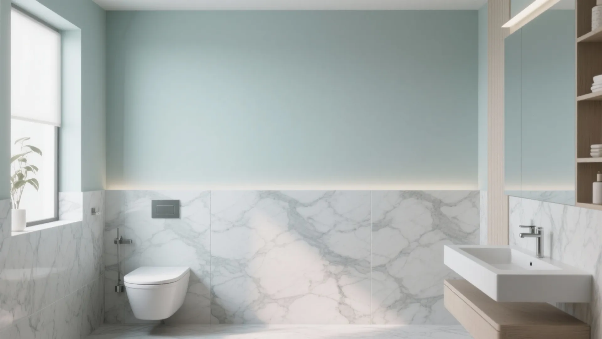 2. Marble Half-Walls with Paint