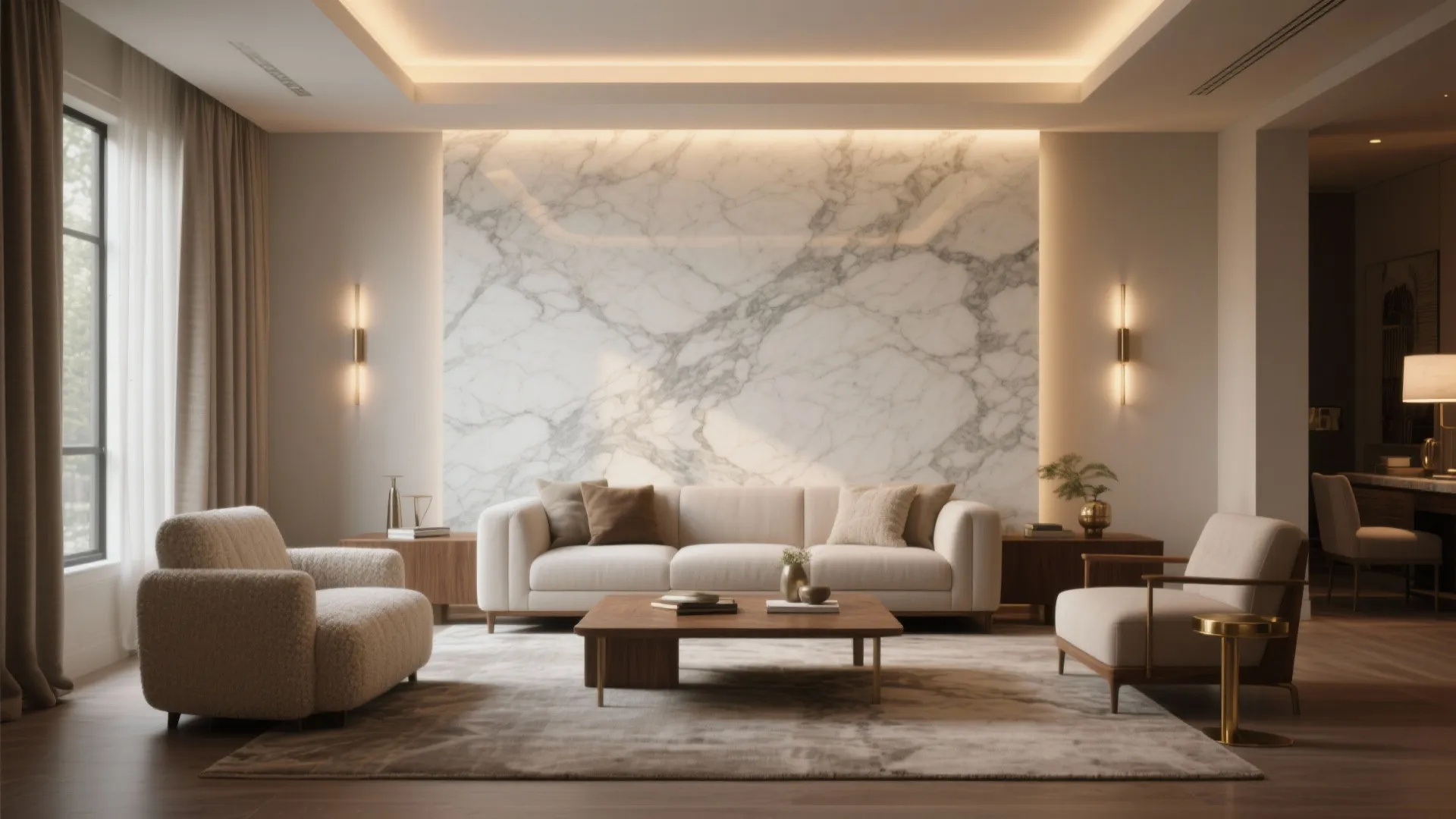 Living Room Feels Cold? Fix It With a Marble Wall Layout