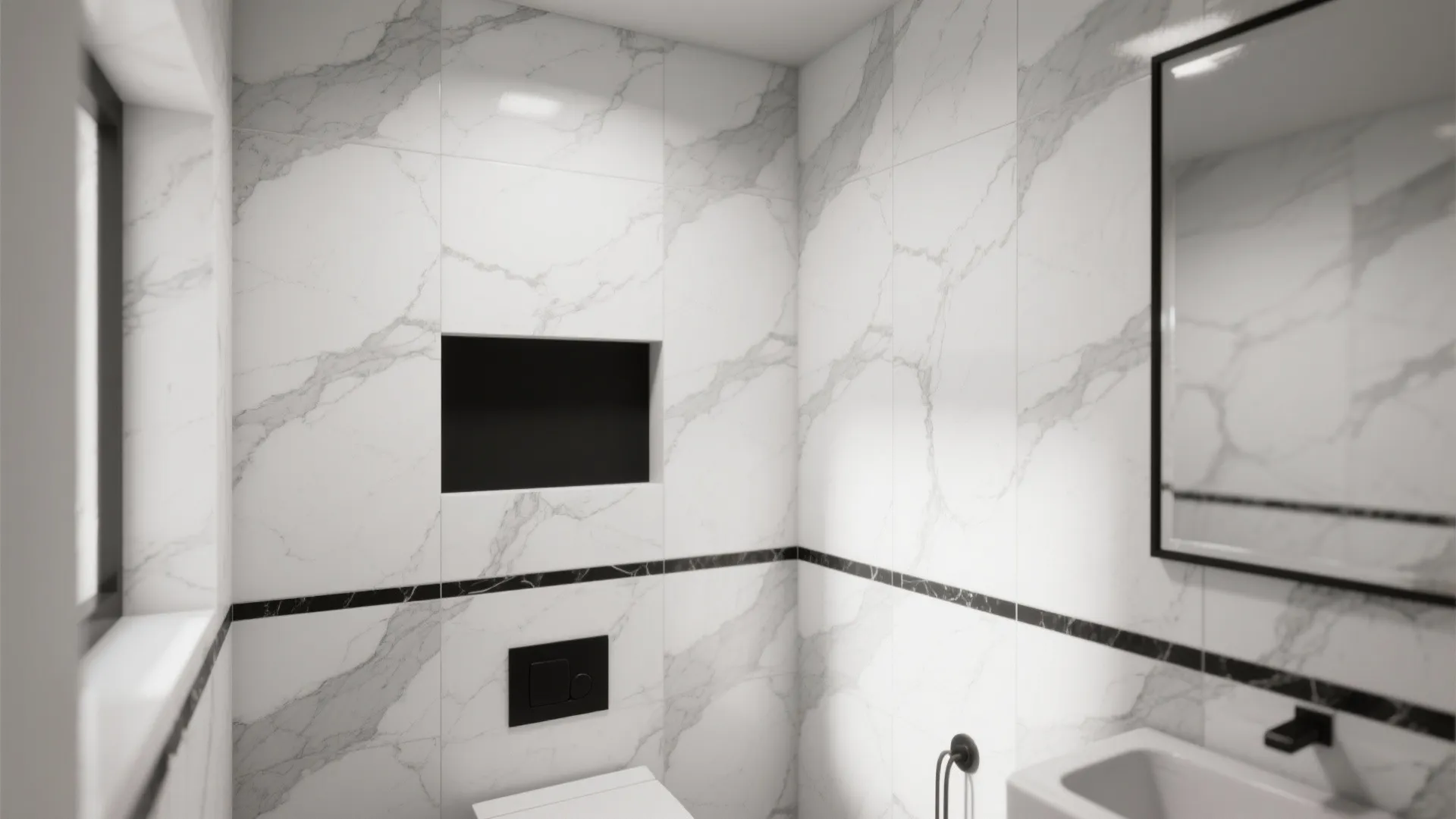 Marble-Effect Whites with Inky Trim