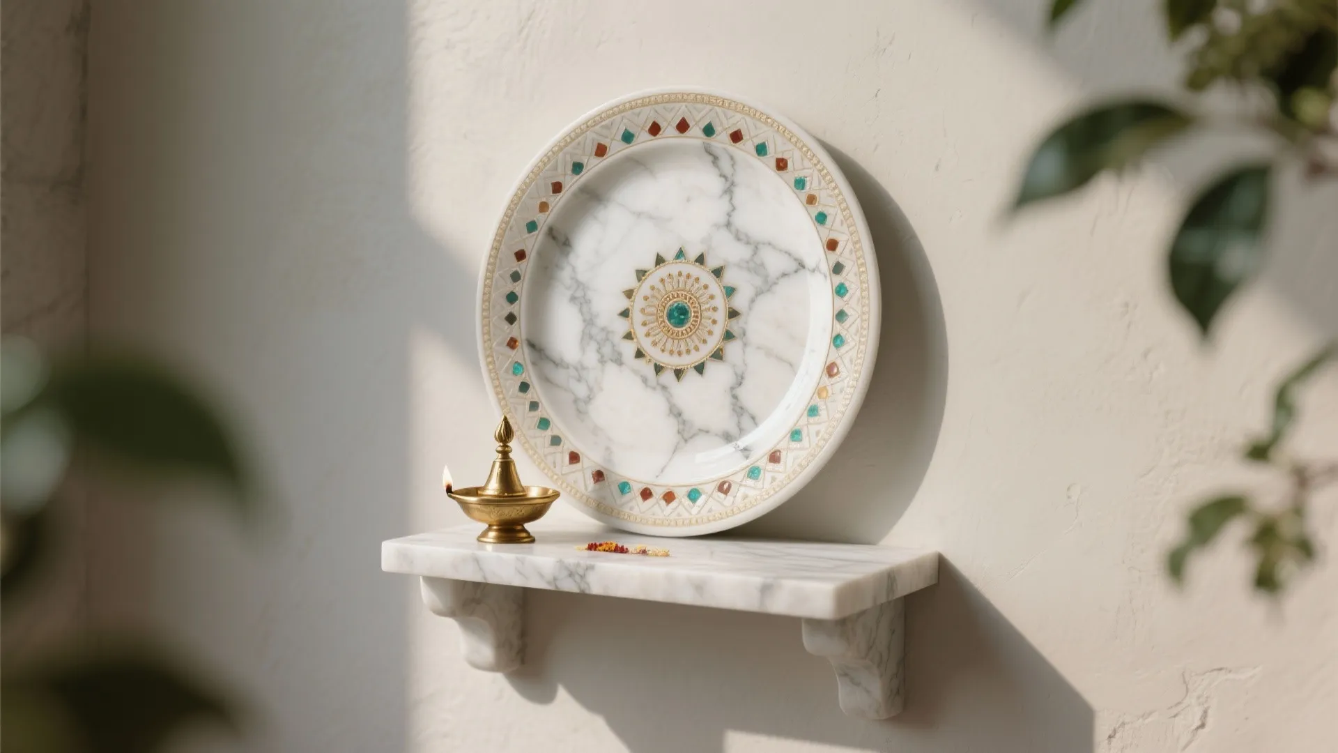 3) Marble or Stone‑Inlay Plates for a Timeless Altar