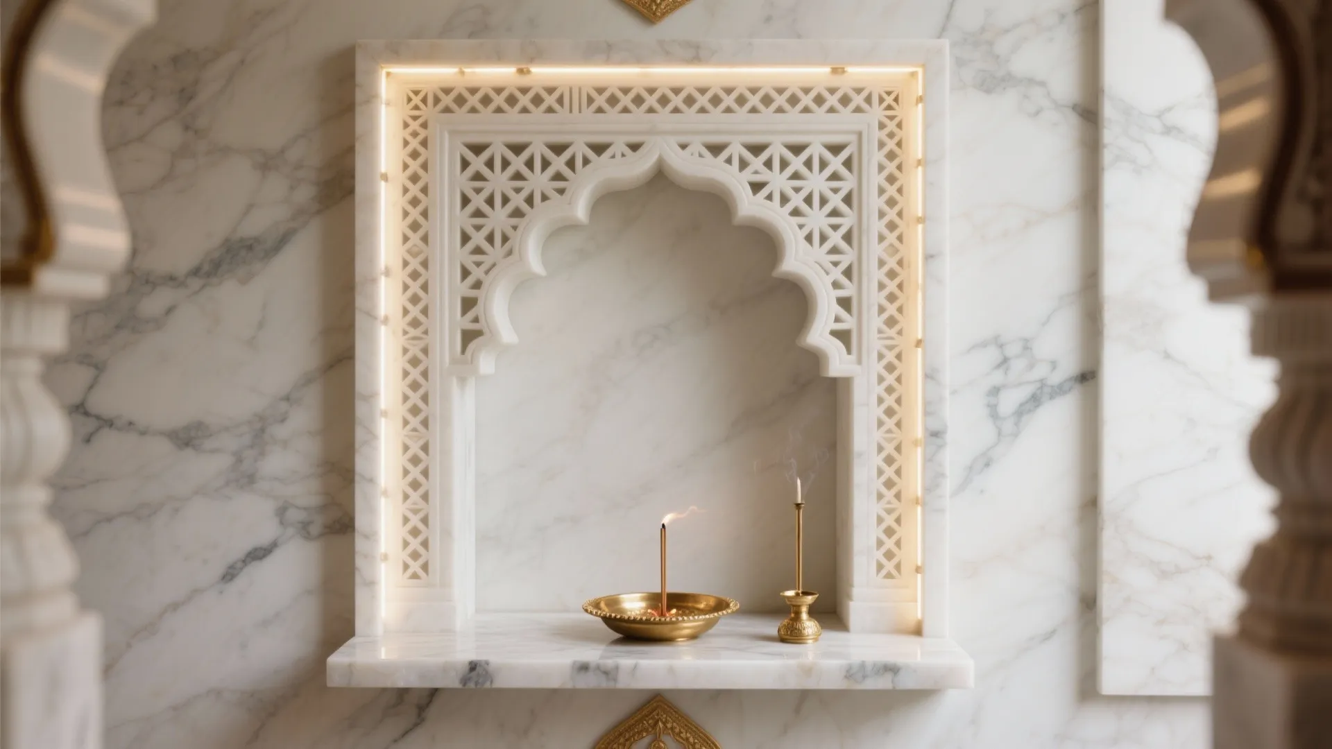 1) Marble Jaali and Inlay Backdrop Tiles