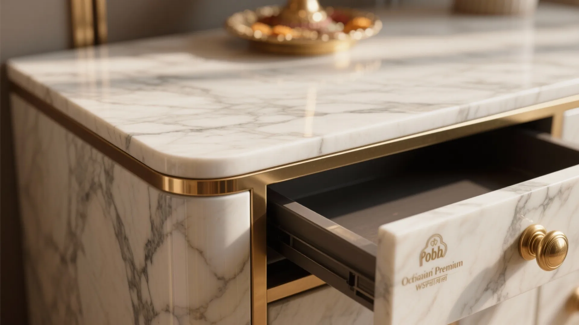 Compact Floor Mandir with Marble-Effect Laminate