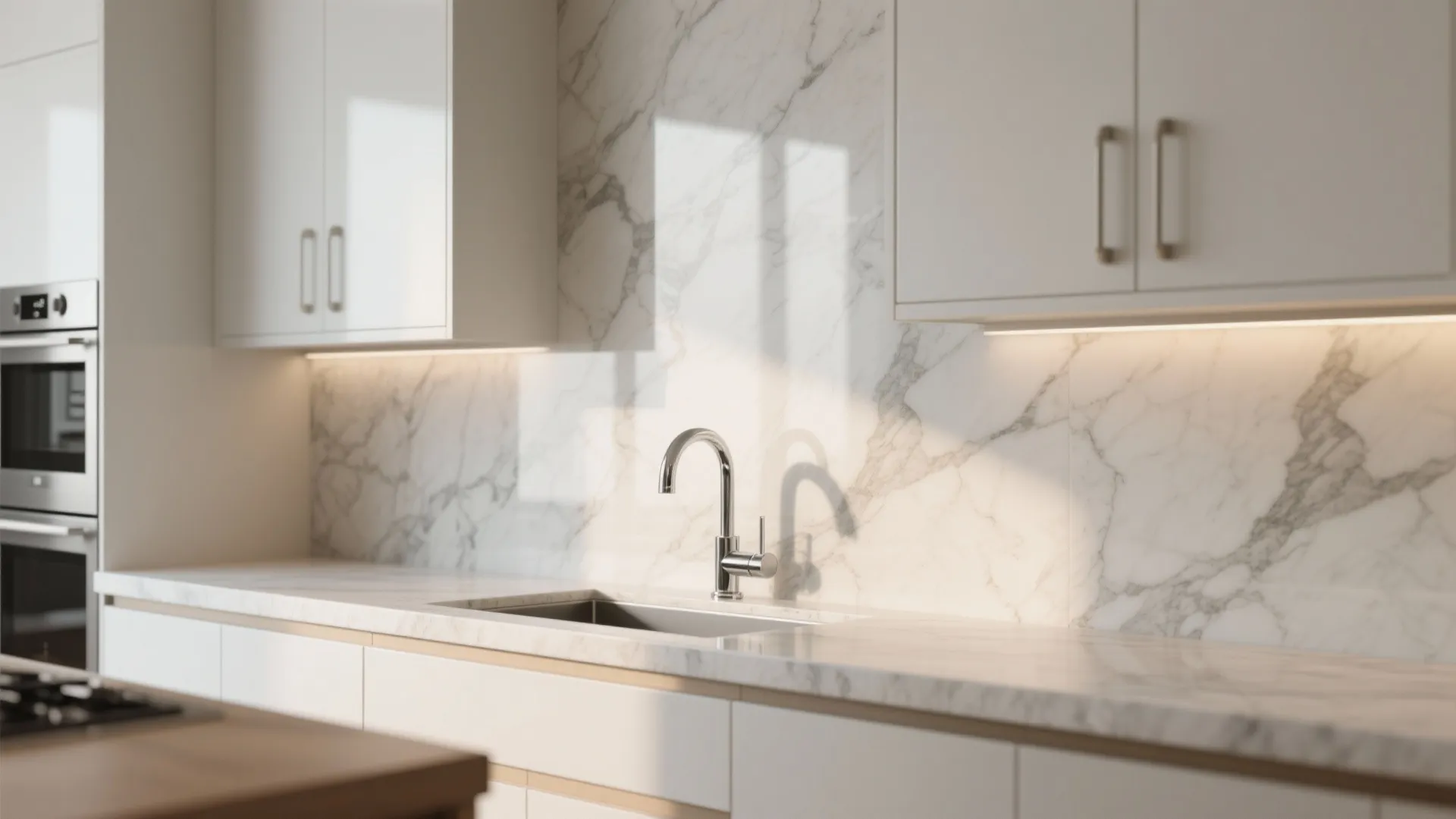 2. Marble-look porcelain for luxe vibes