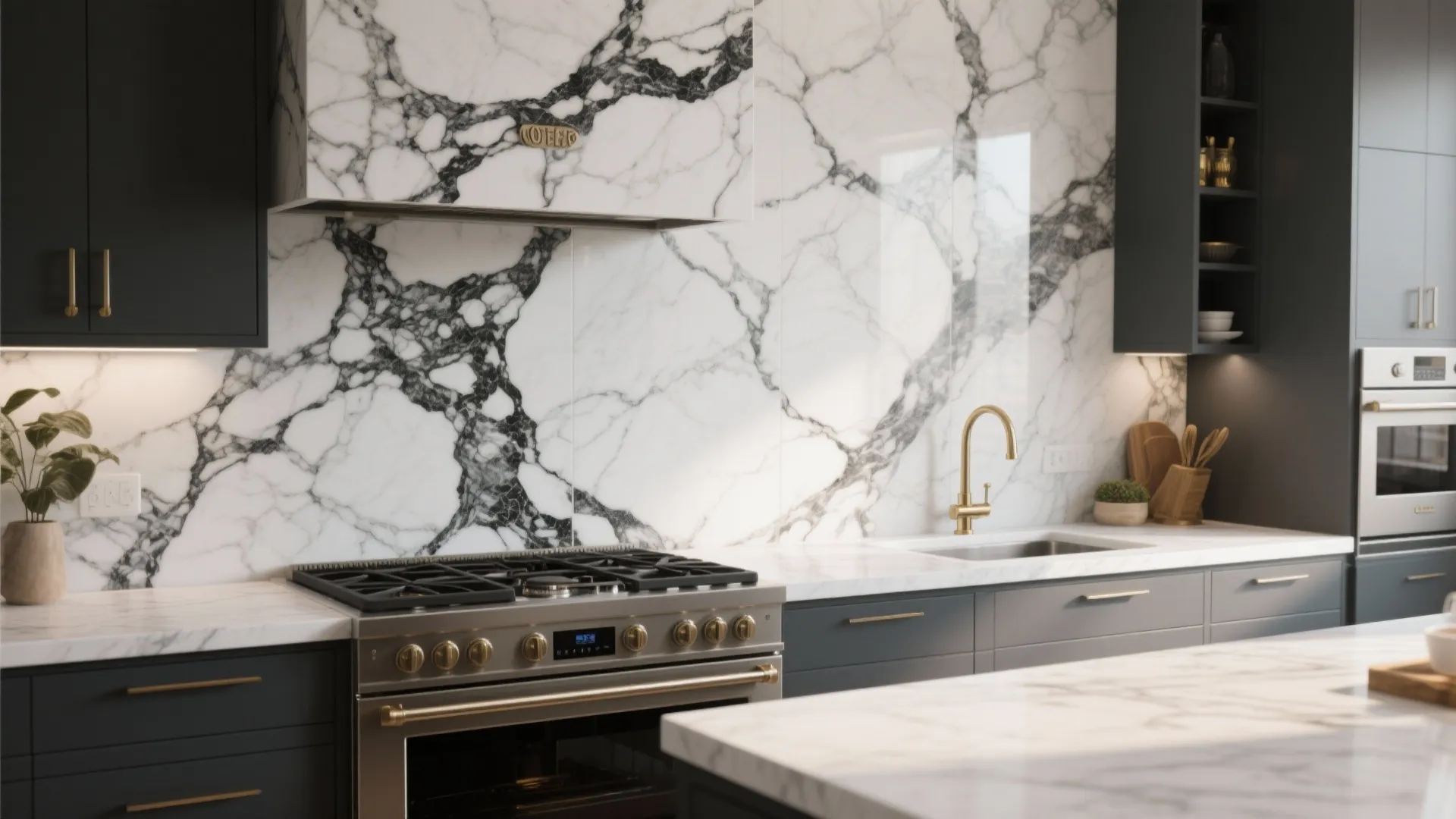 5. Marble or Marble-Look Porcelain with Bold Veining