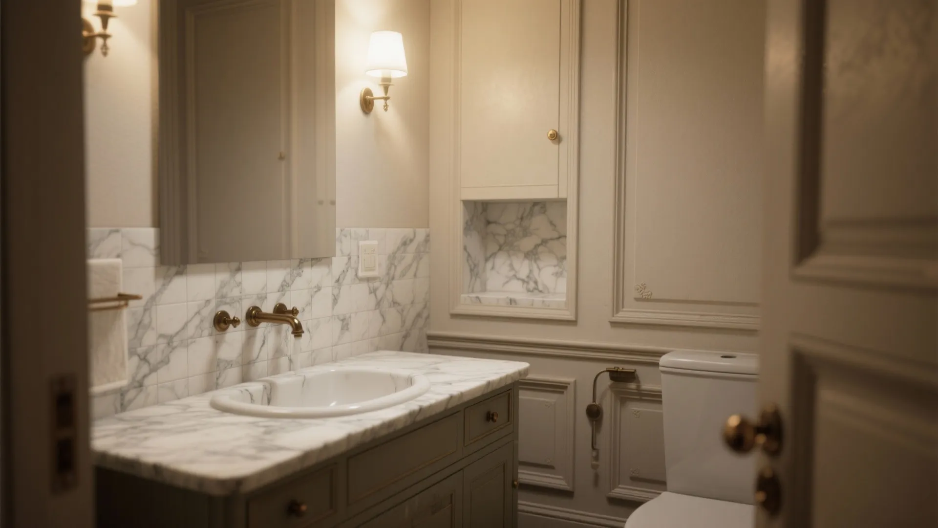 2. Marble Accents and Classic Molding