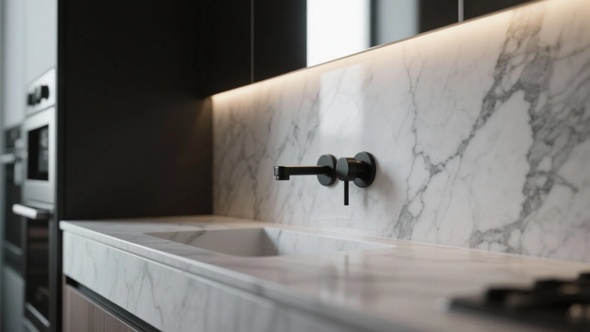 2. Monochrome Marble Accents