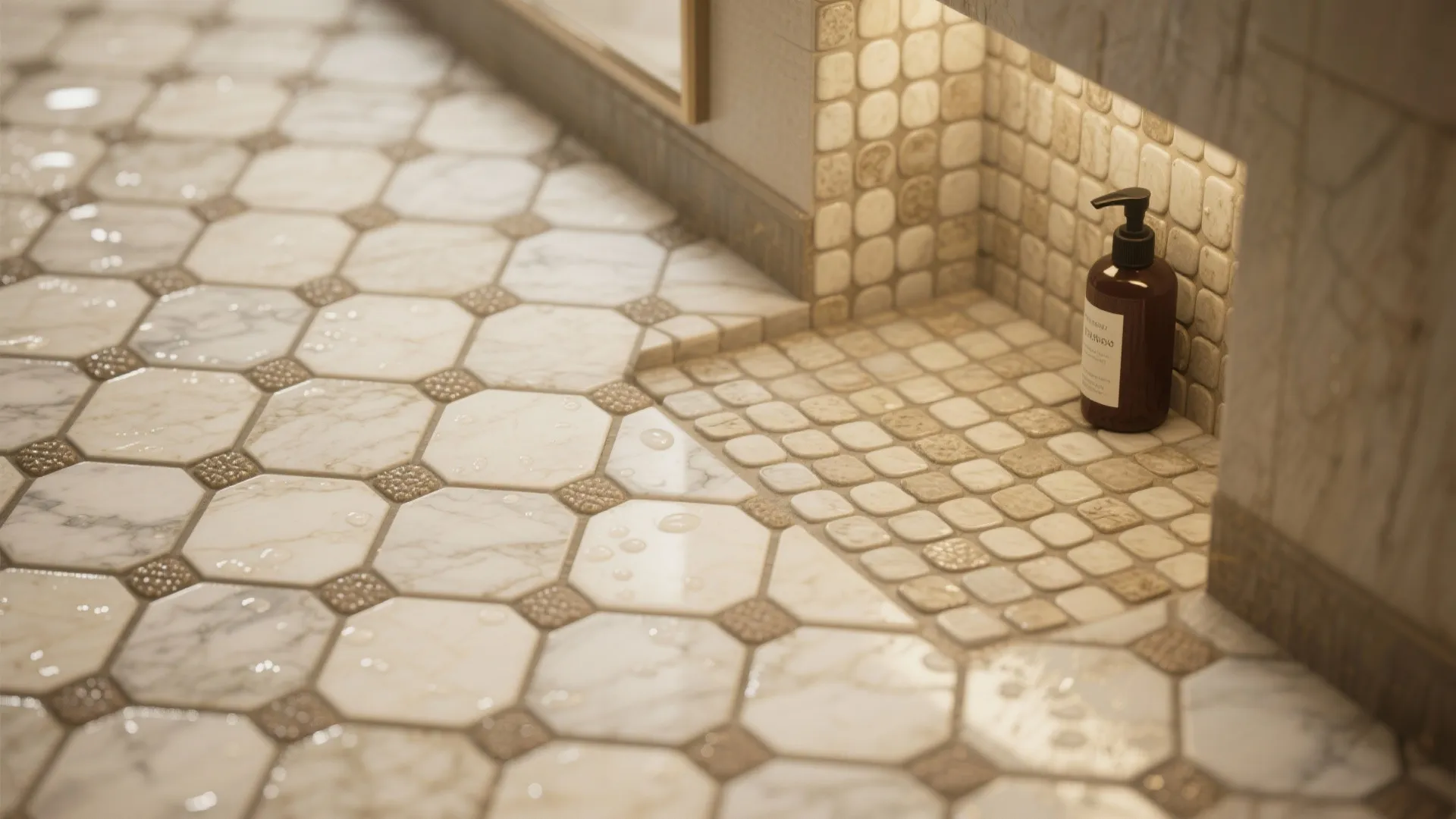 4. Subtle marble mosaics for floor and niche