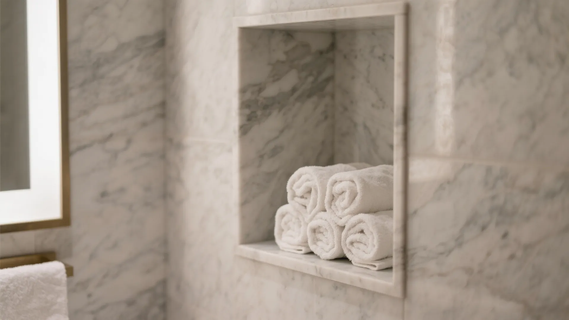 3. Marble Niche Shelving