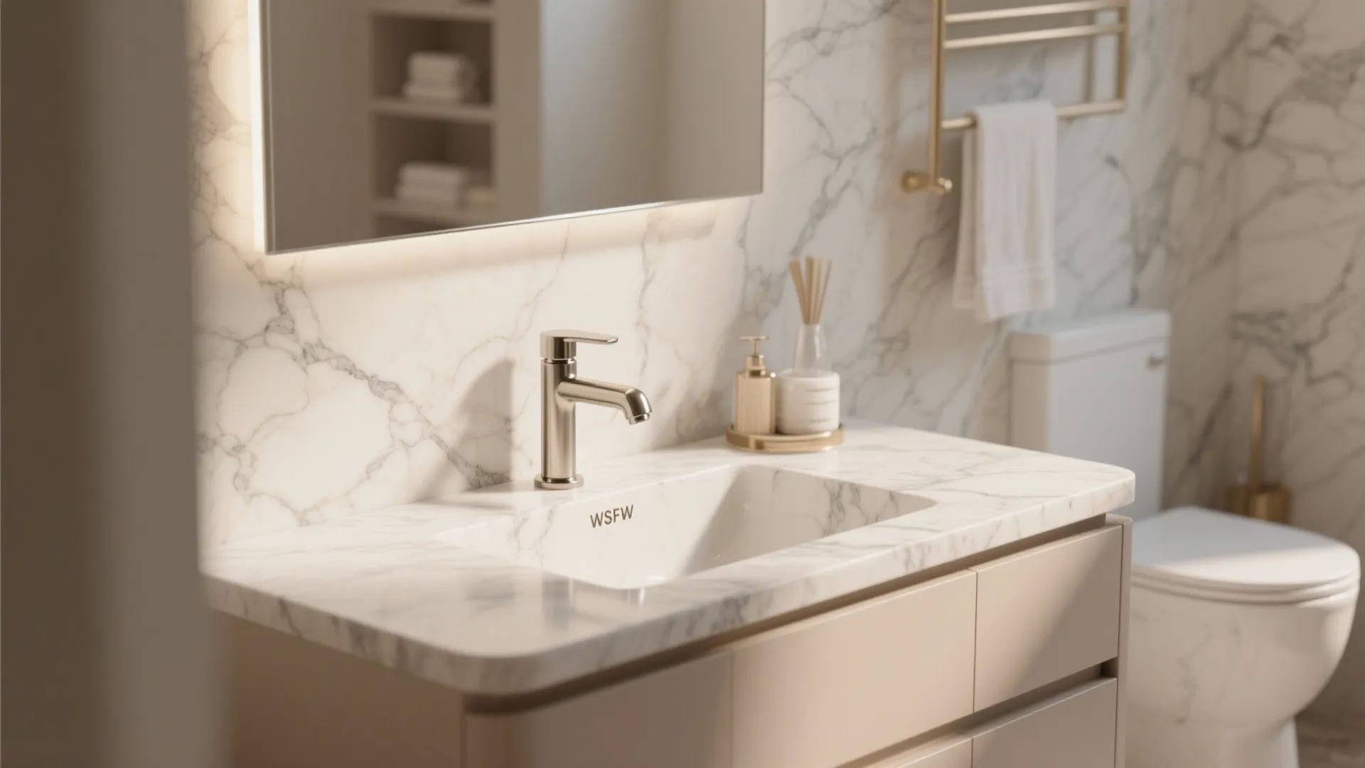3. Classic Marble and Brushed Nickel — Elegant, Not Fussy