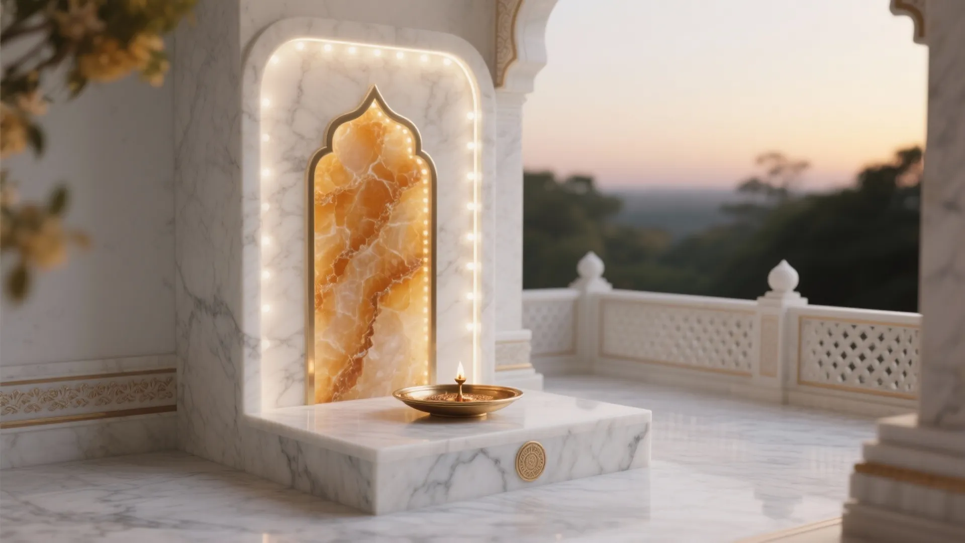 Marble Plinth with Backlit Stone for a Sacred Glow