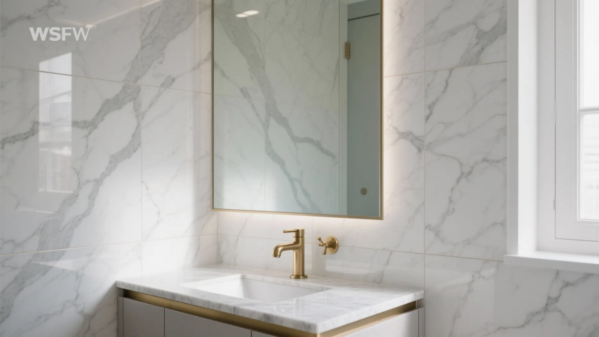2) Large-Format Marble-Look Panels for a Luxe Feel