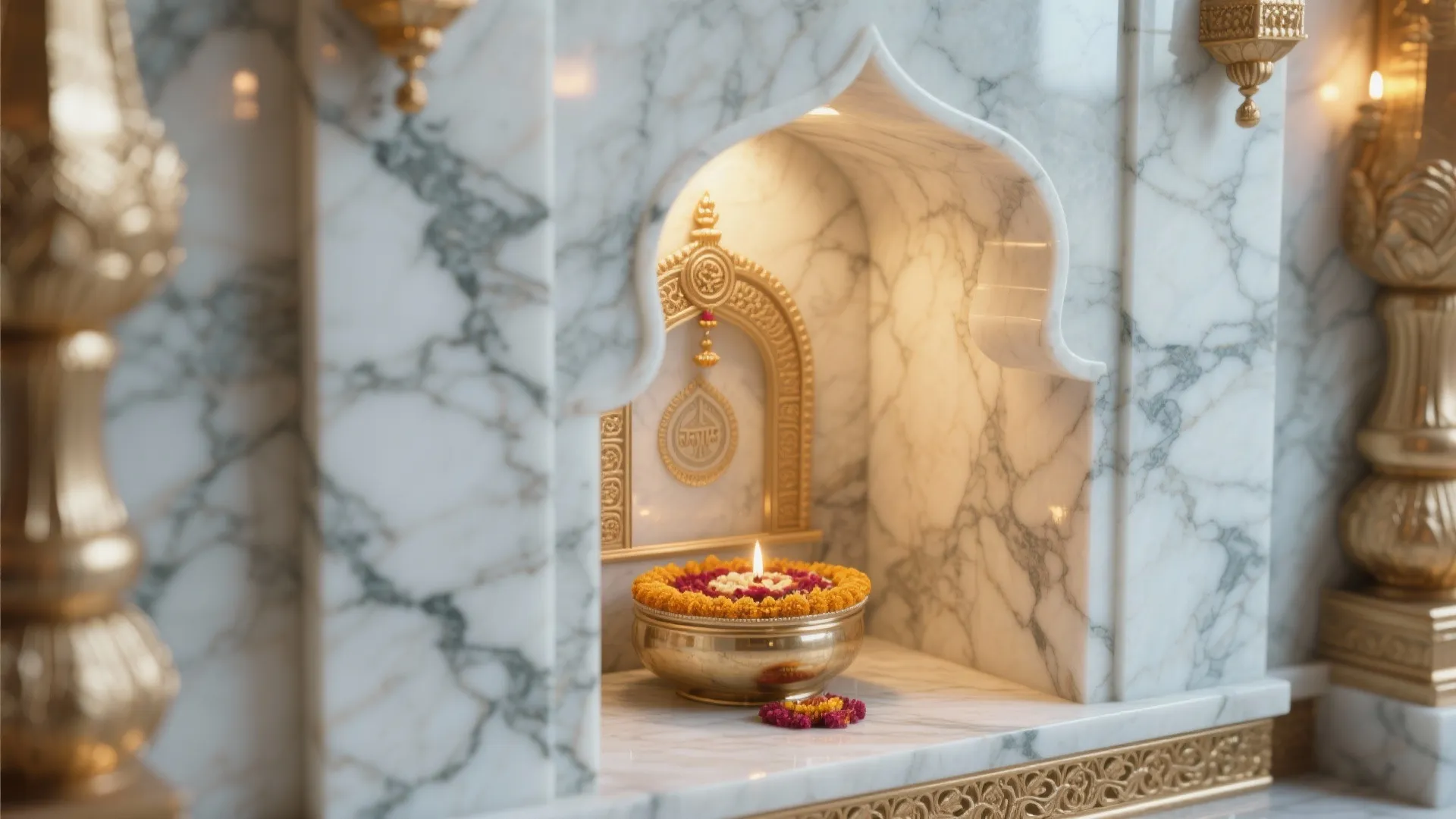 Marble-Clad Wall Alcove