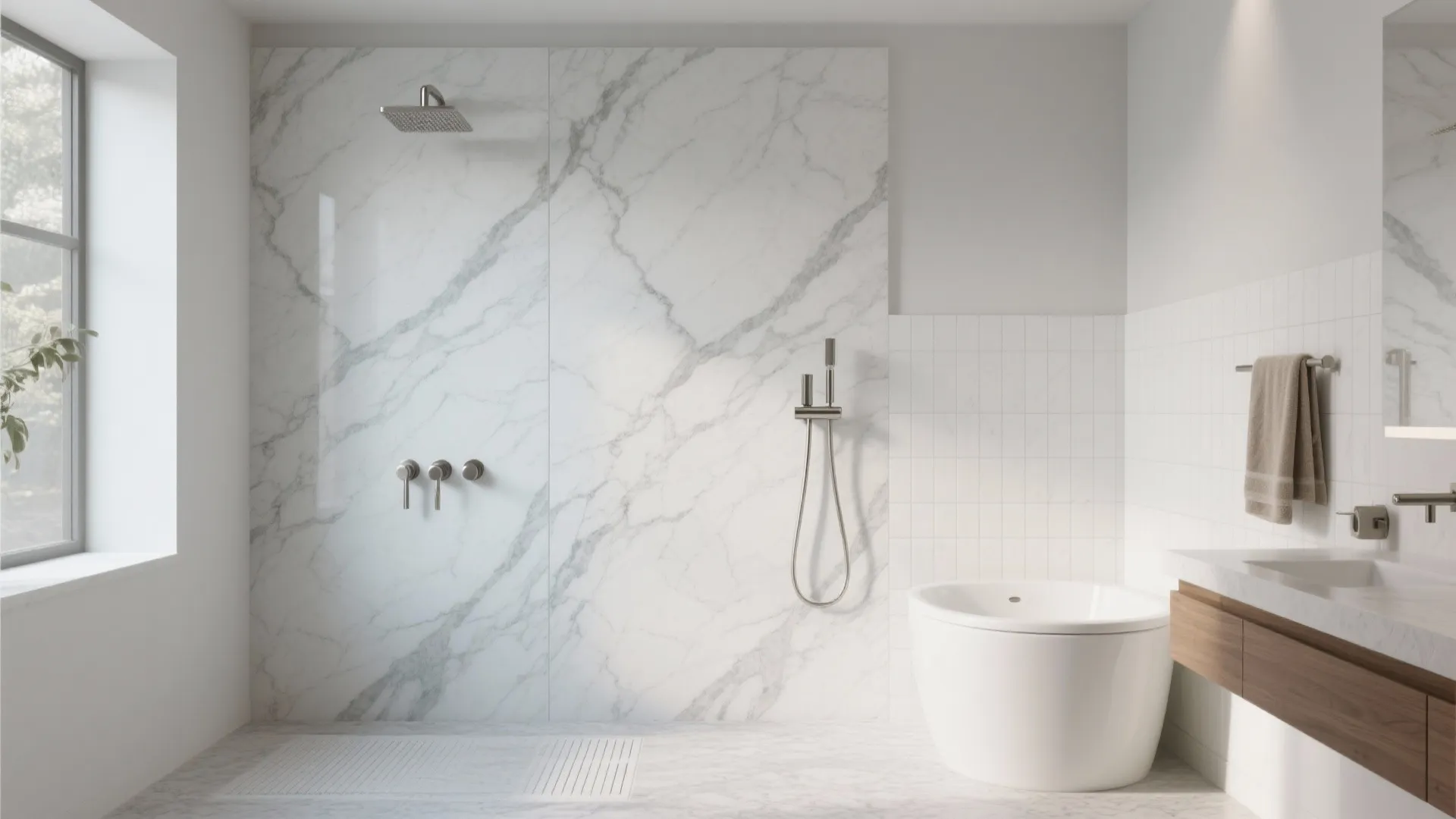 Marble‑Veined Porcelain in Grey and White