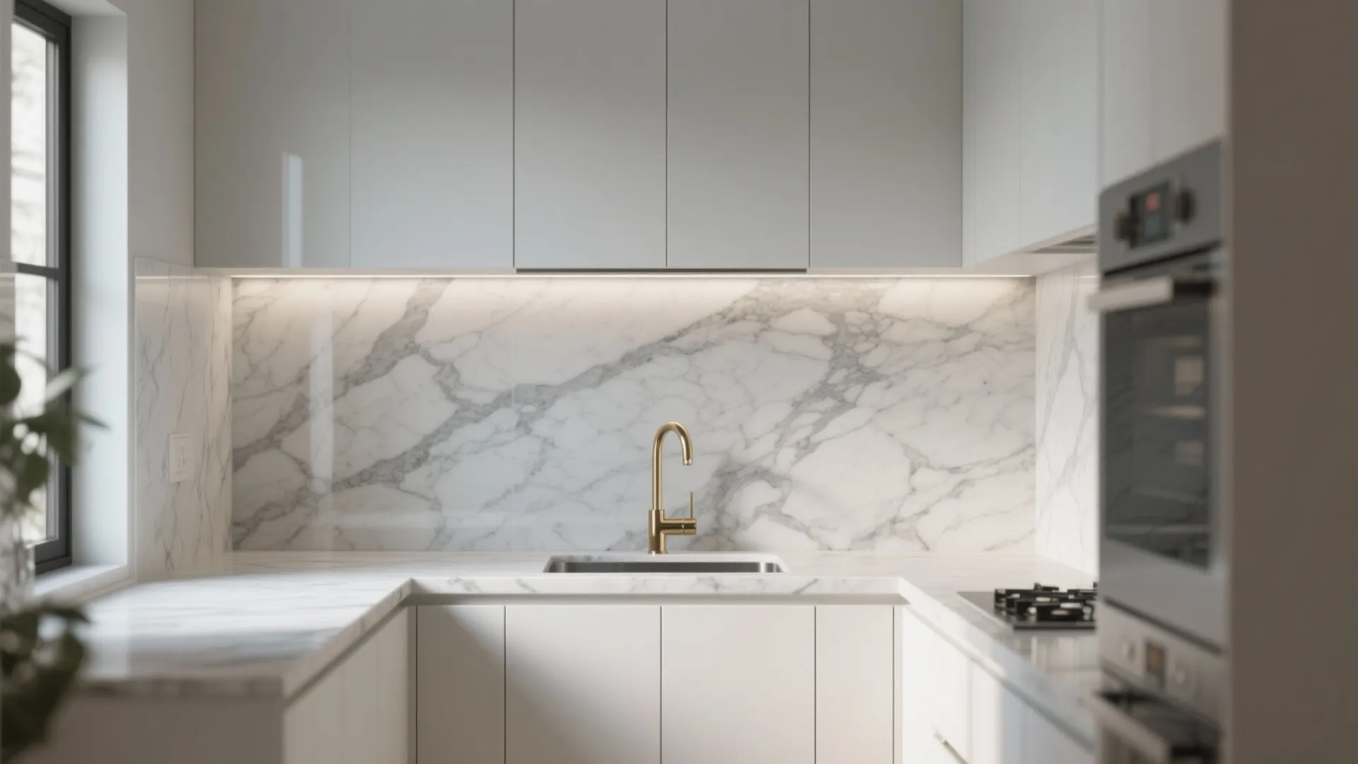 2. Marble-Effect Porcelain Slabs