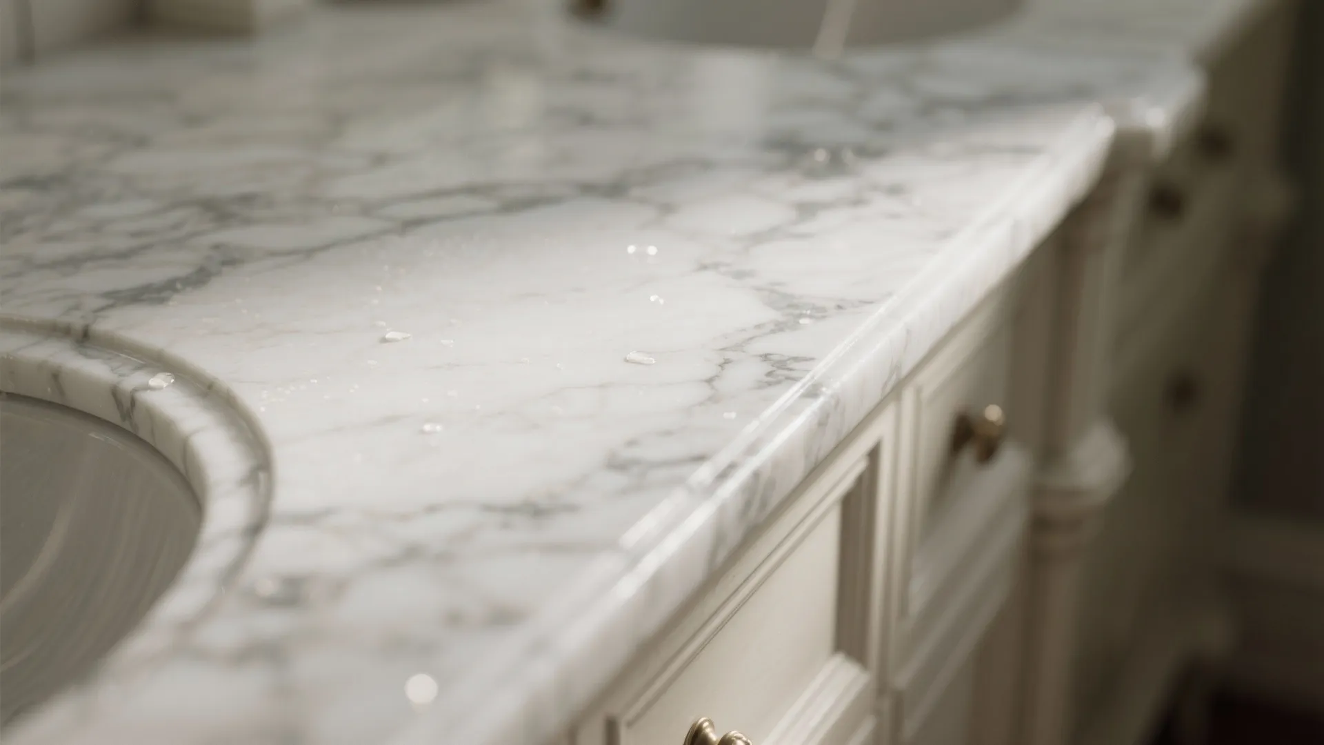 5. Marble or quartz countertop with subtle veining