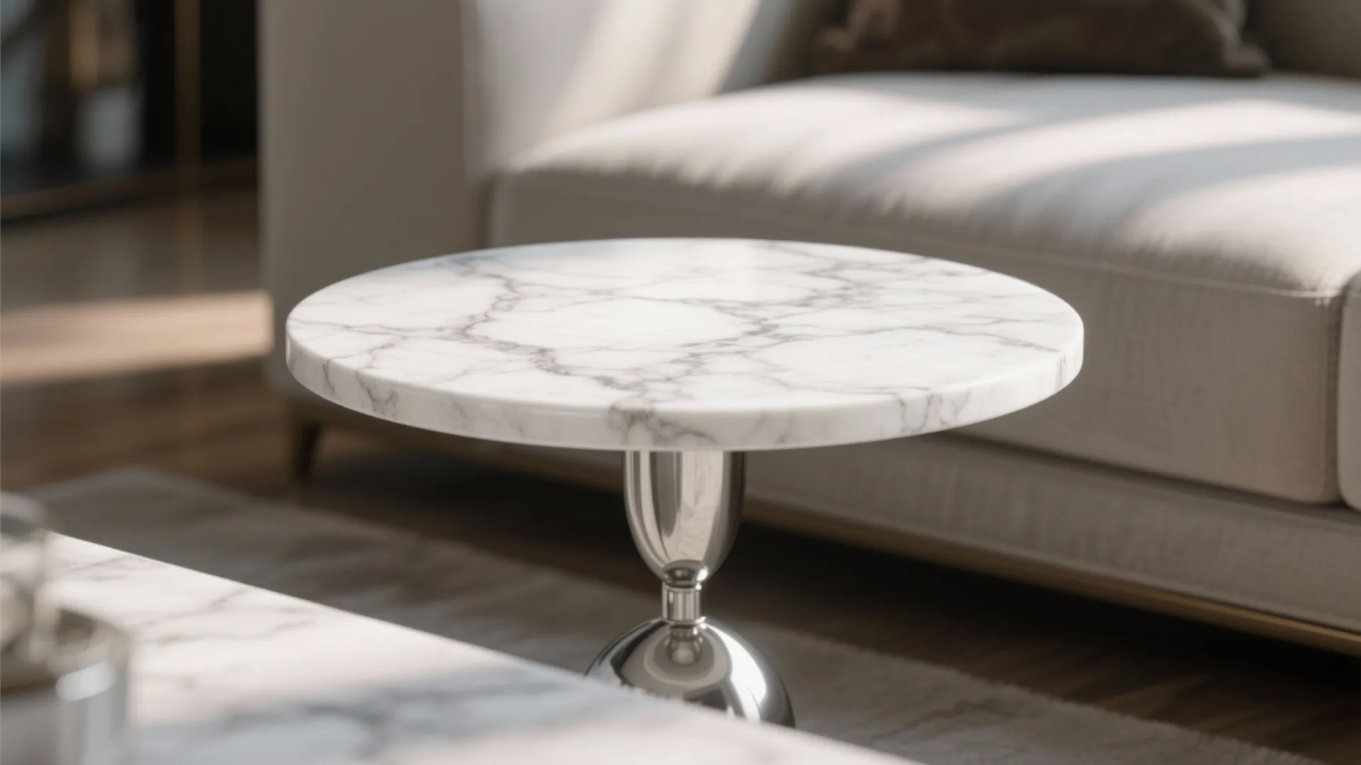 7. White Marble and Silver Details