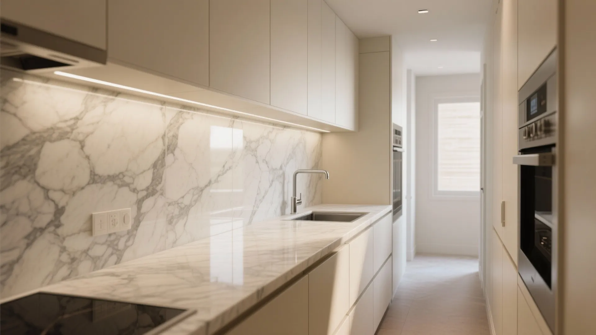 2. Full-height stone or marble slab