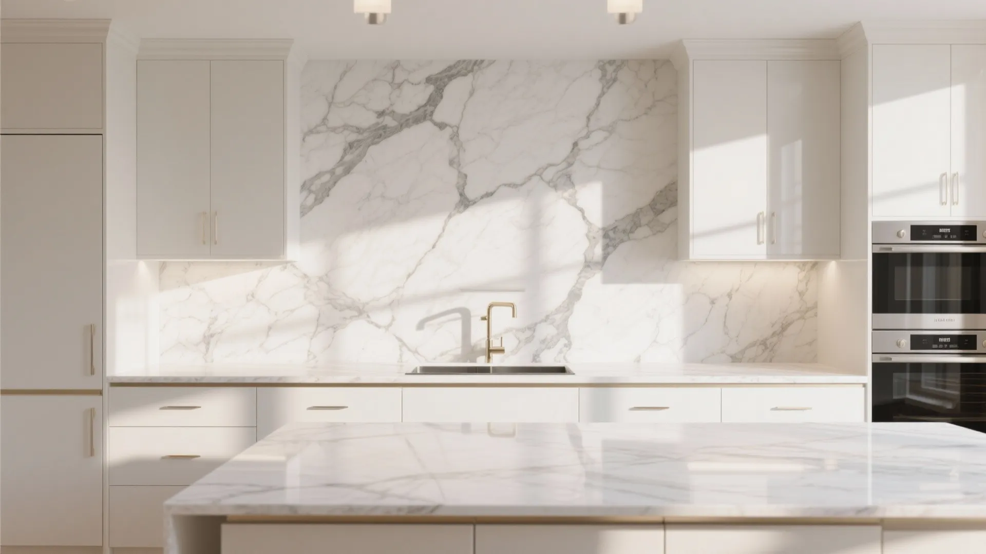 6. Marble Slab Backsplash