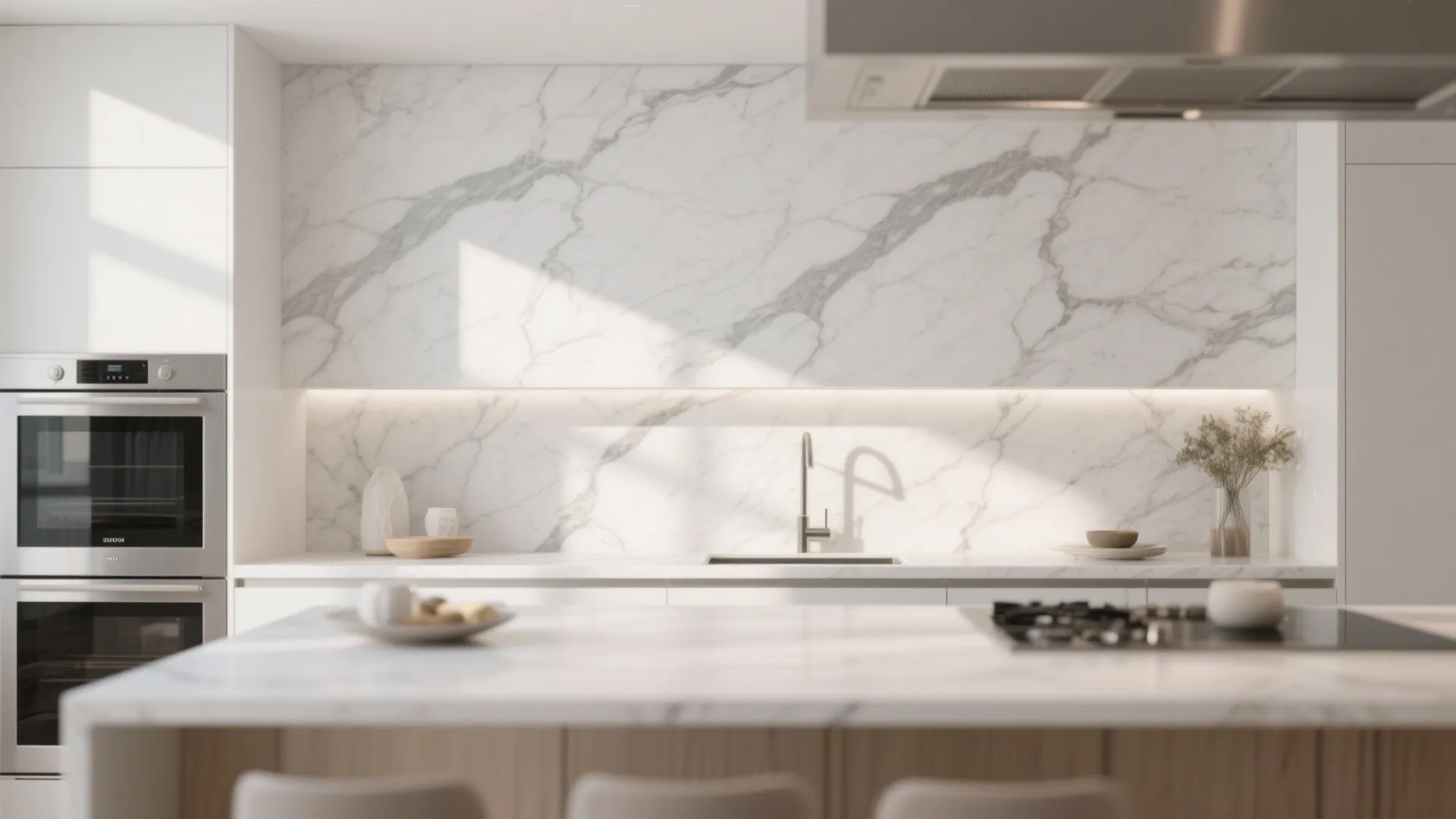 5. Marble Slab Backsplash