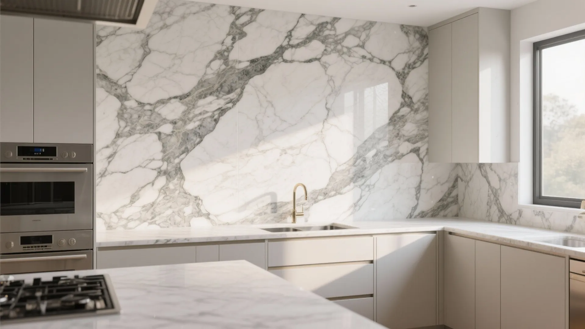 7. Marble Slab Backsplash
