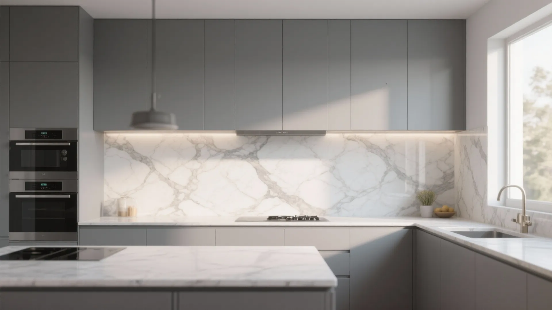 2. Marble or Marble-Look Slab for Elegant Continuity