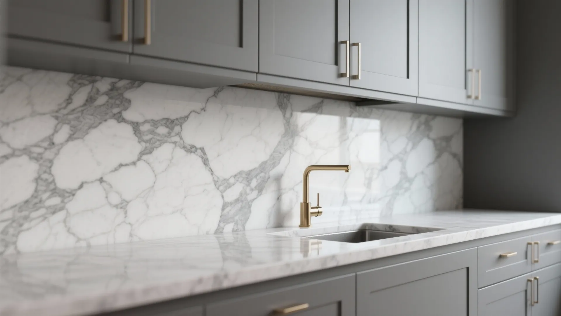 1. Marble-look slab for a luxe, seamless feel