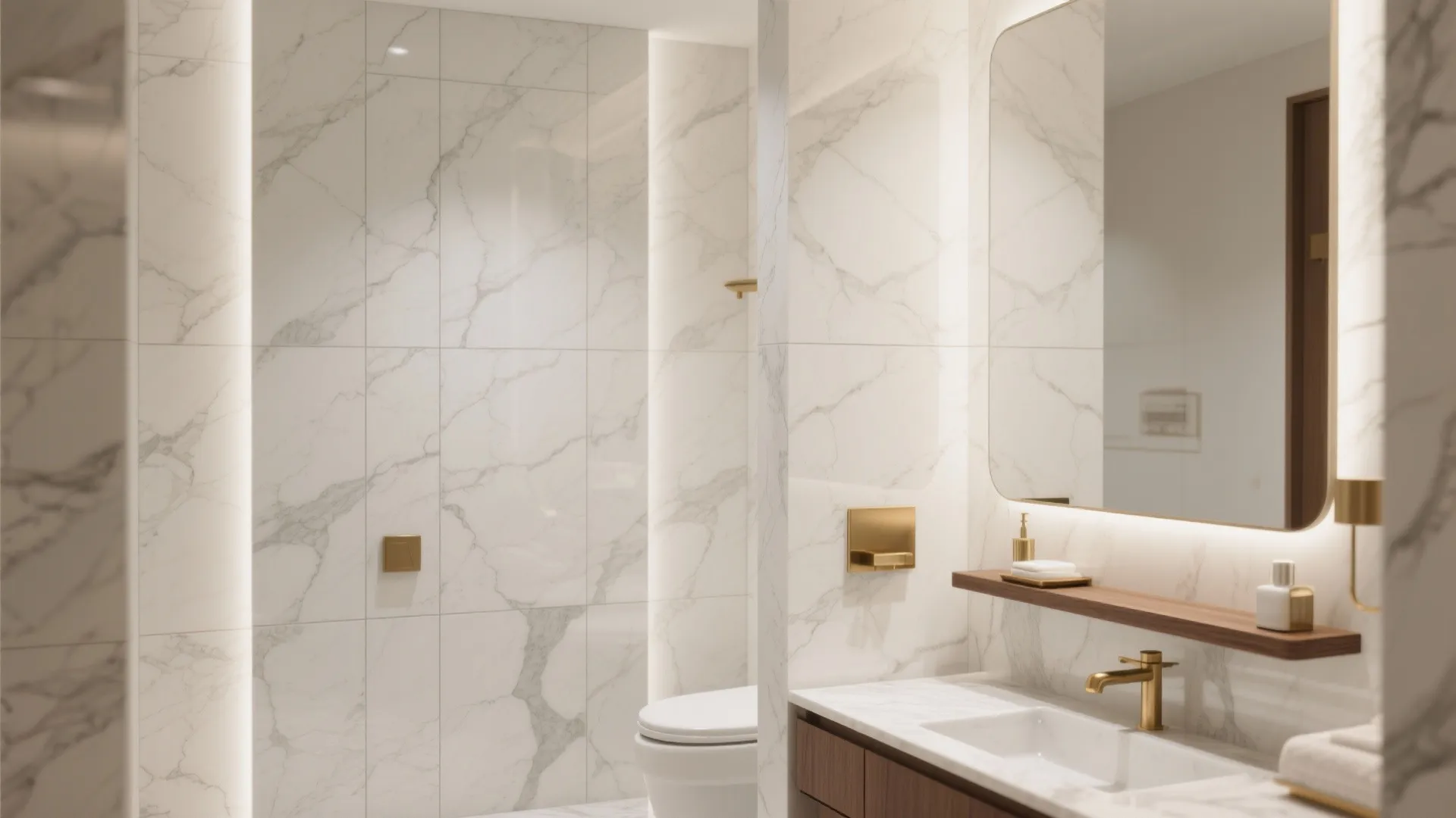 Marble-look matte porcelain for spa-level calm