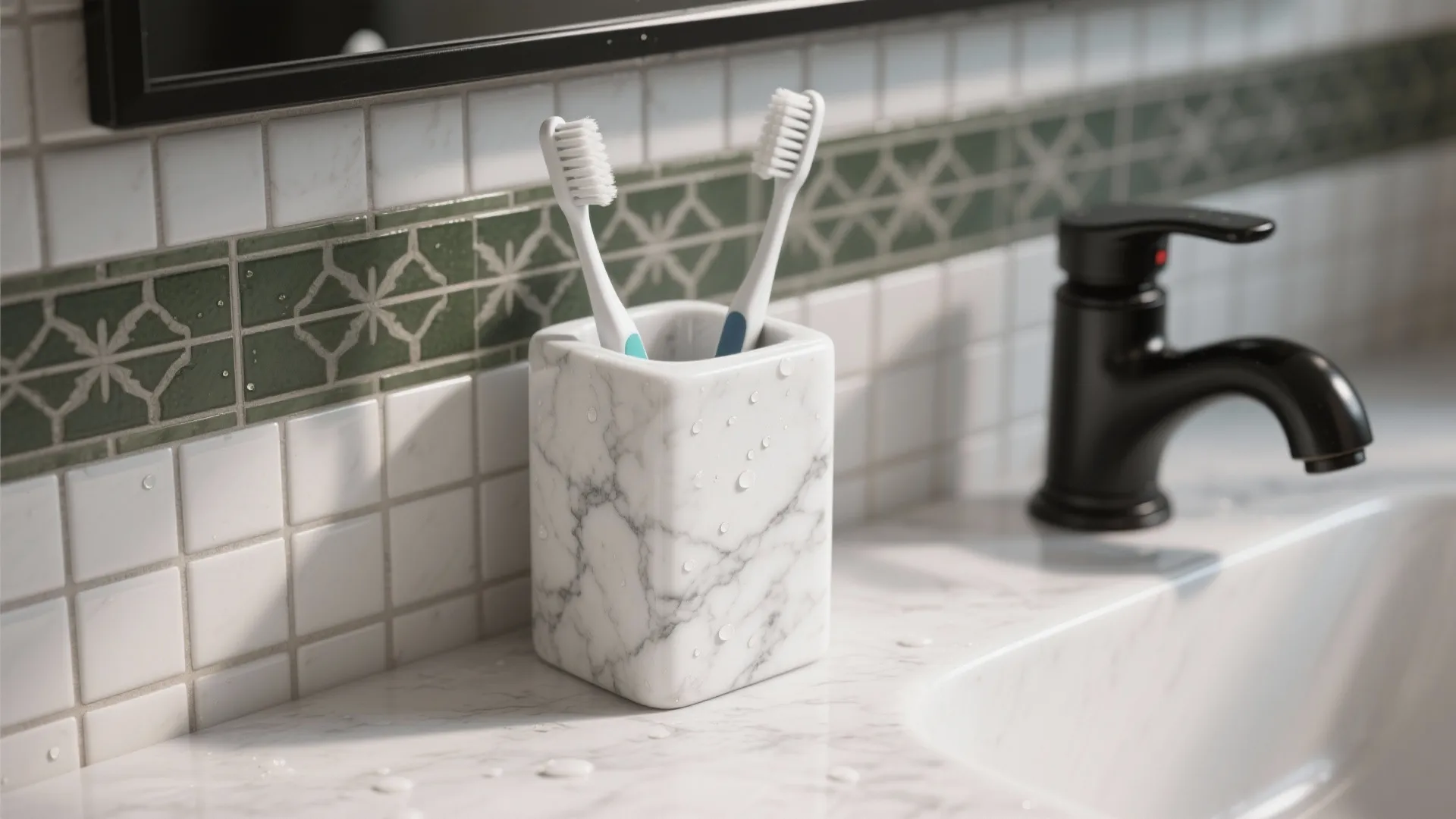 2. Marble Toothbrush Holder