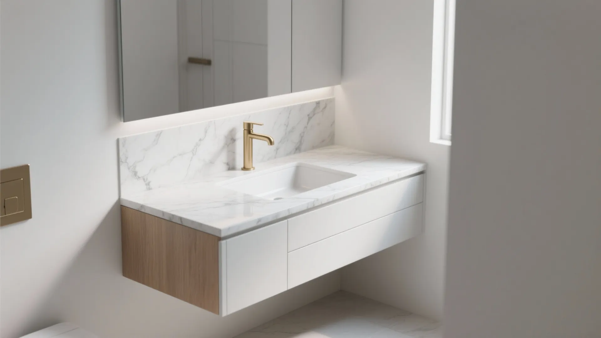 Minimalist Marble Vanity Storage