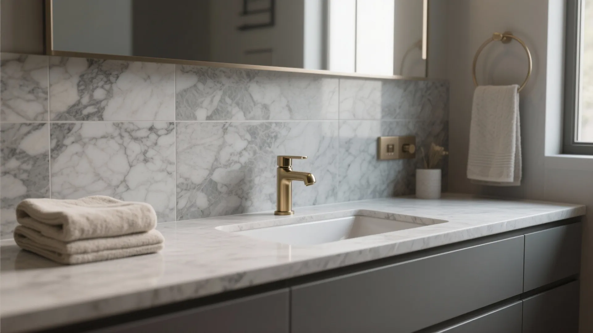 3. Marble vanity backsplash