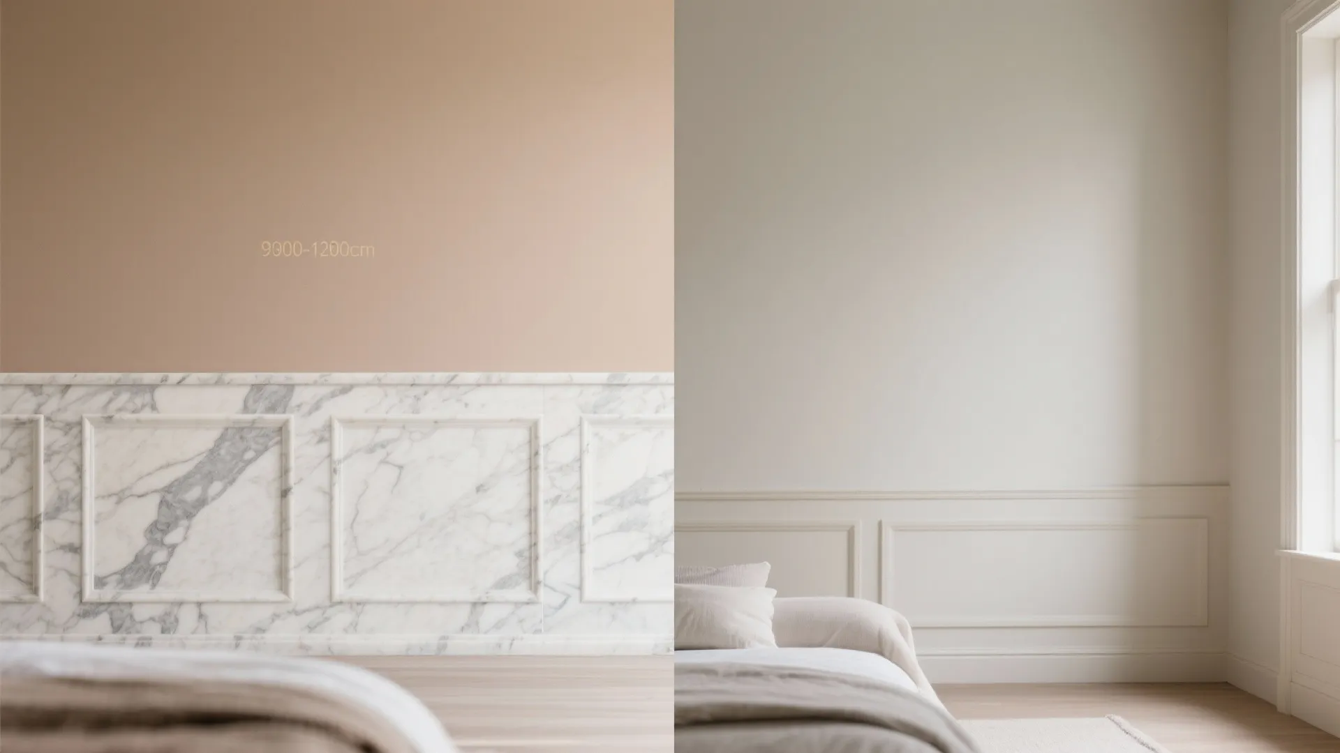 Half-height marble wainscot with paint above