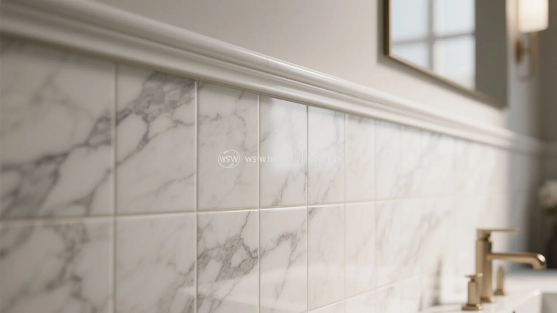 Marble-Look Porcelain Wainscot for Luxe on a Budget