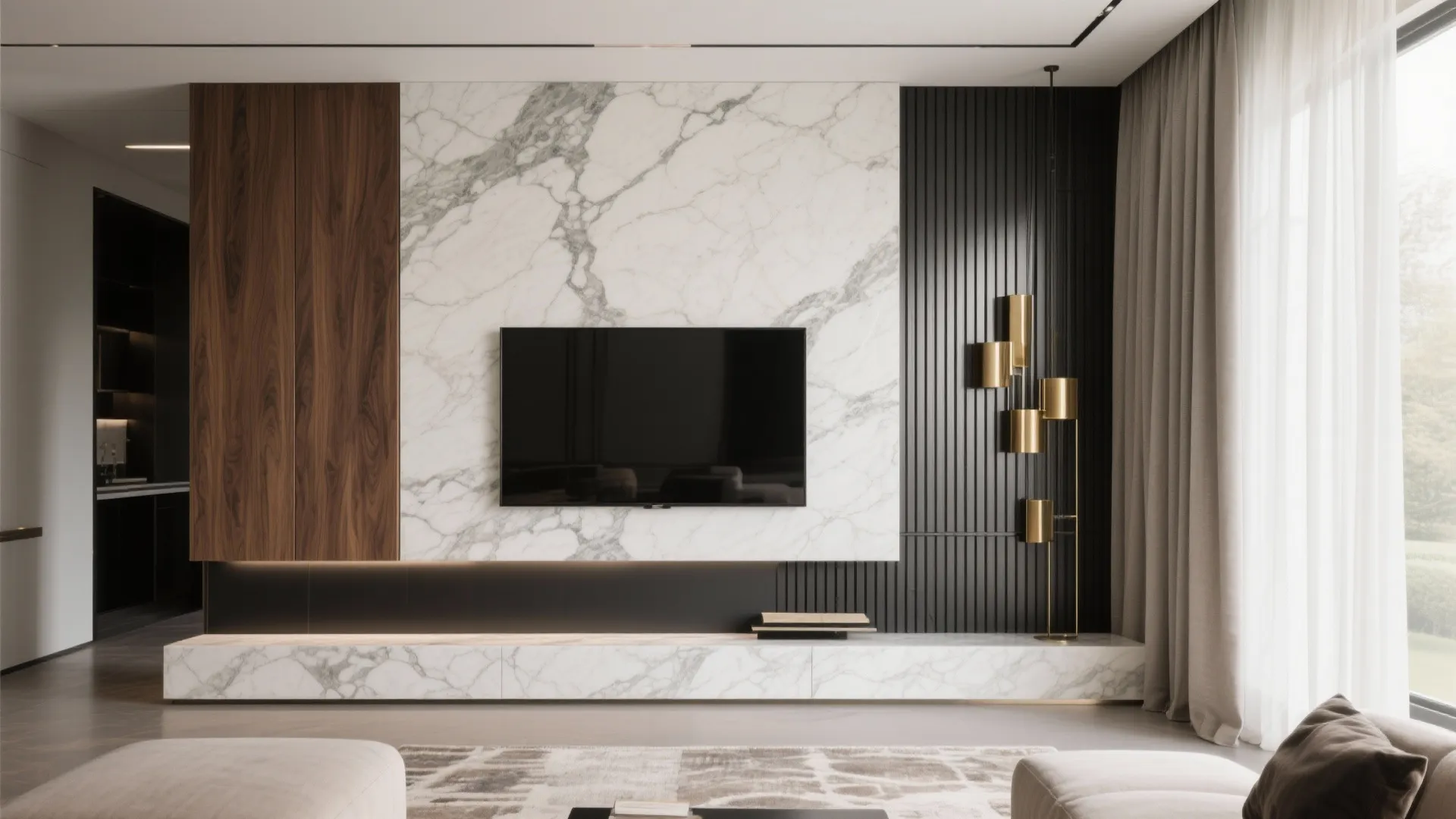 2) Marble, Wood, and Metal: the quiet luxury trio