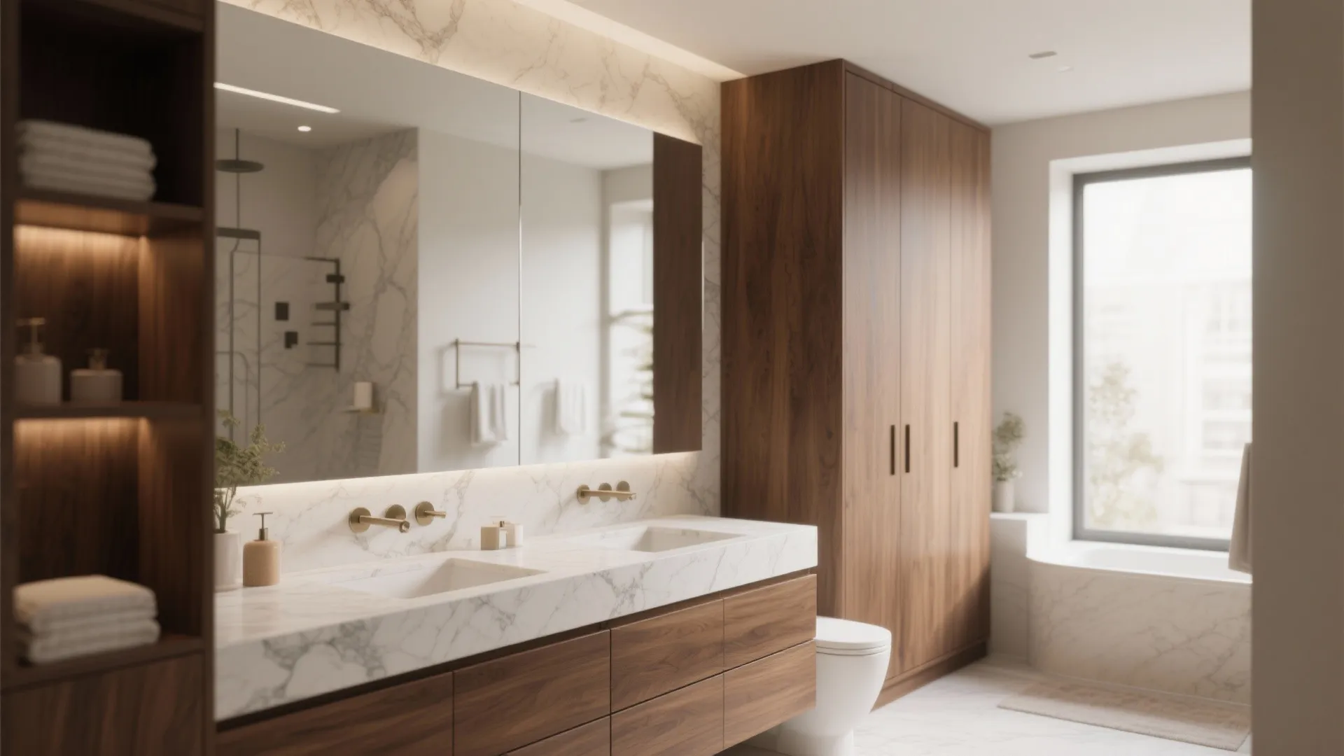 3. Pair Marble with Warm Wood