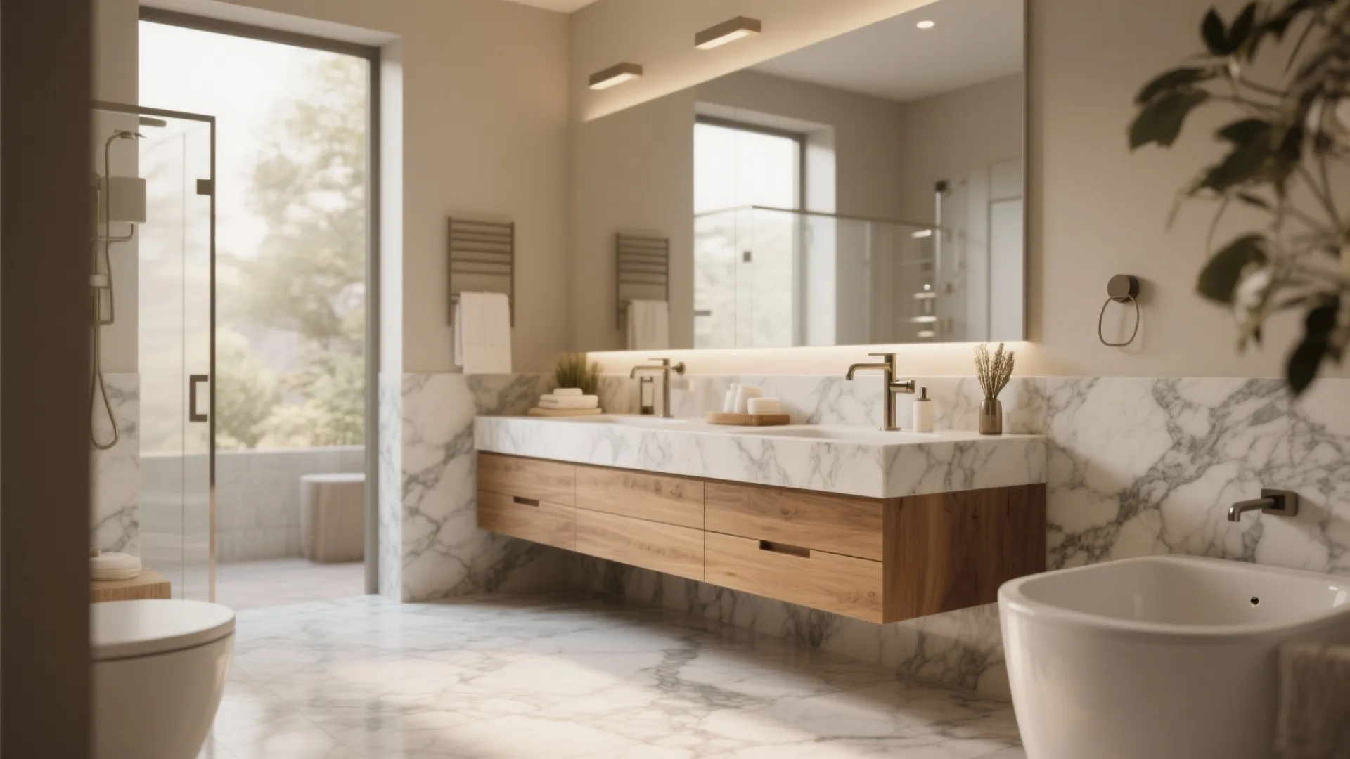 10. Marble and Wood Combo